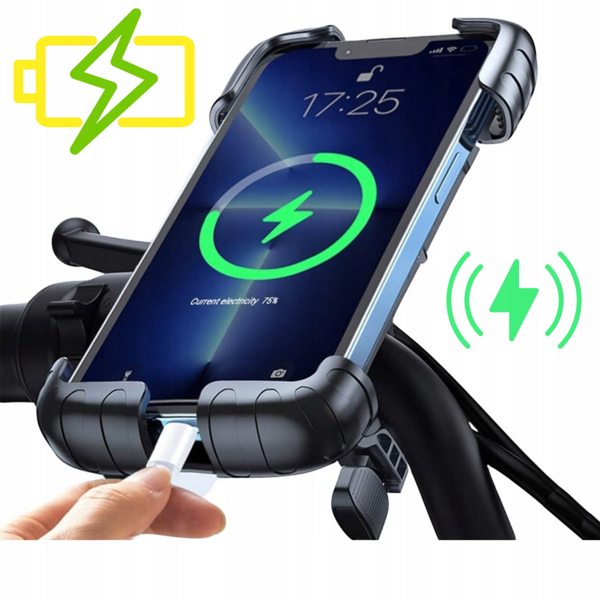 Bicycle Scooter Holder Quad For Universal Phone 360° Anti-Shock Model Antywstrząsowy Wzmocniony Uchwyt Rowerowy Otwarty
