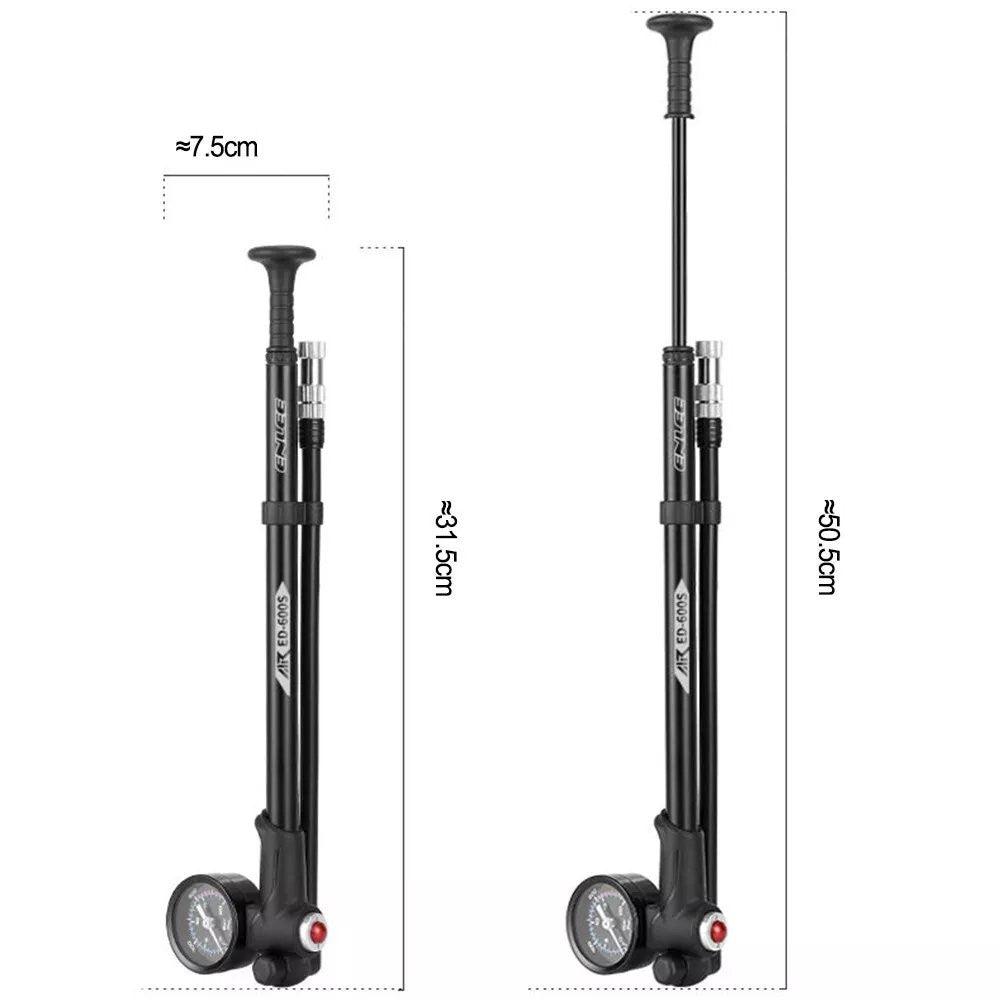 Bicycle Tire and Shock Absorber Pump Portable With Hose Enlee ED600S Color black