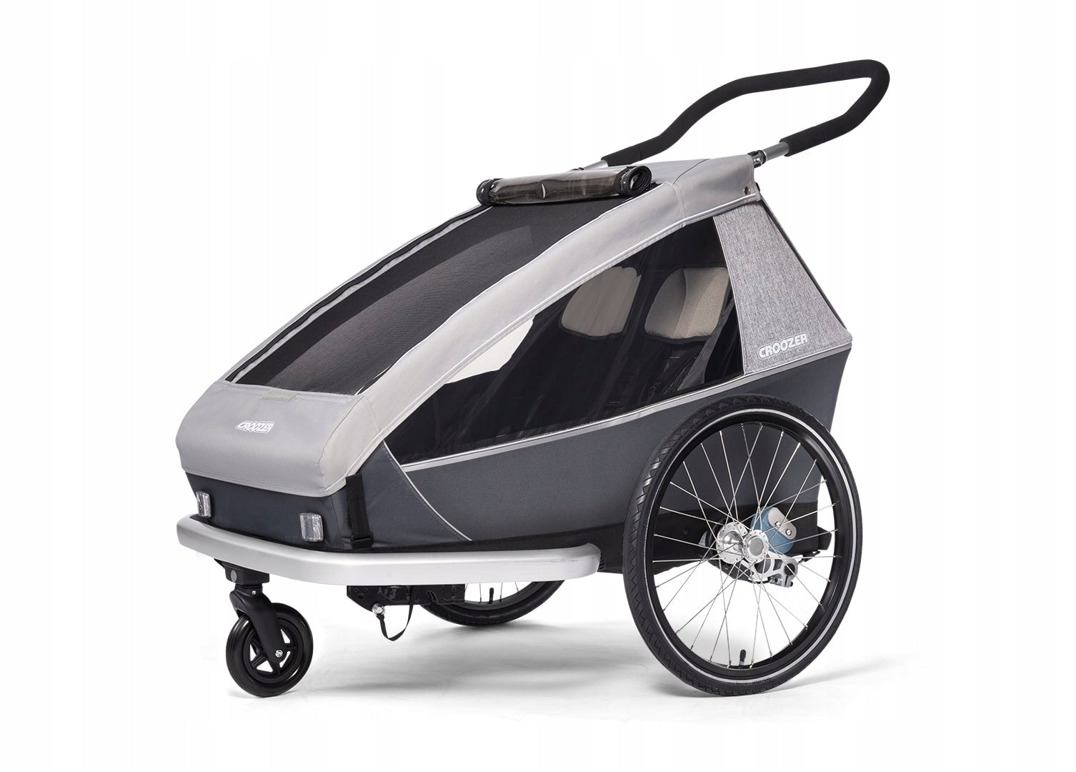 Bicycle Trailer for Children Double 2in1 Croozer Kid Keeke 2 Grey Packaging status original
