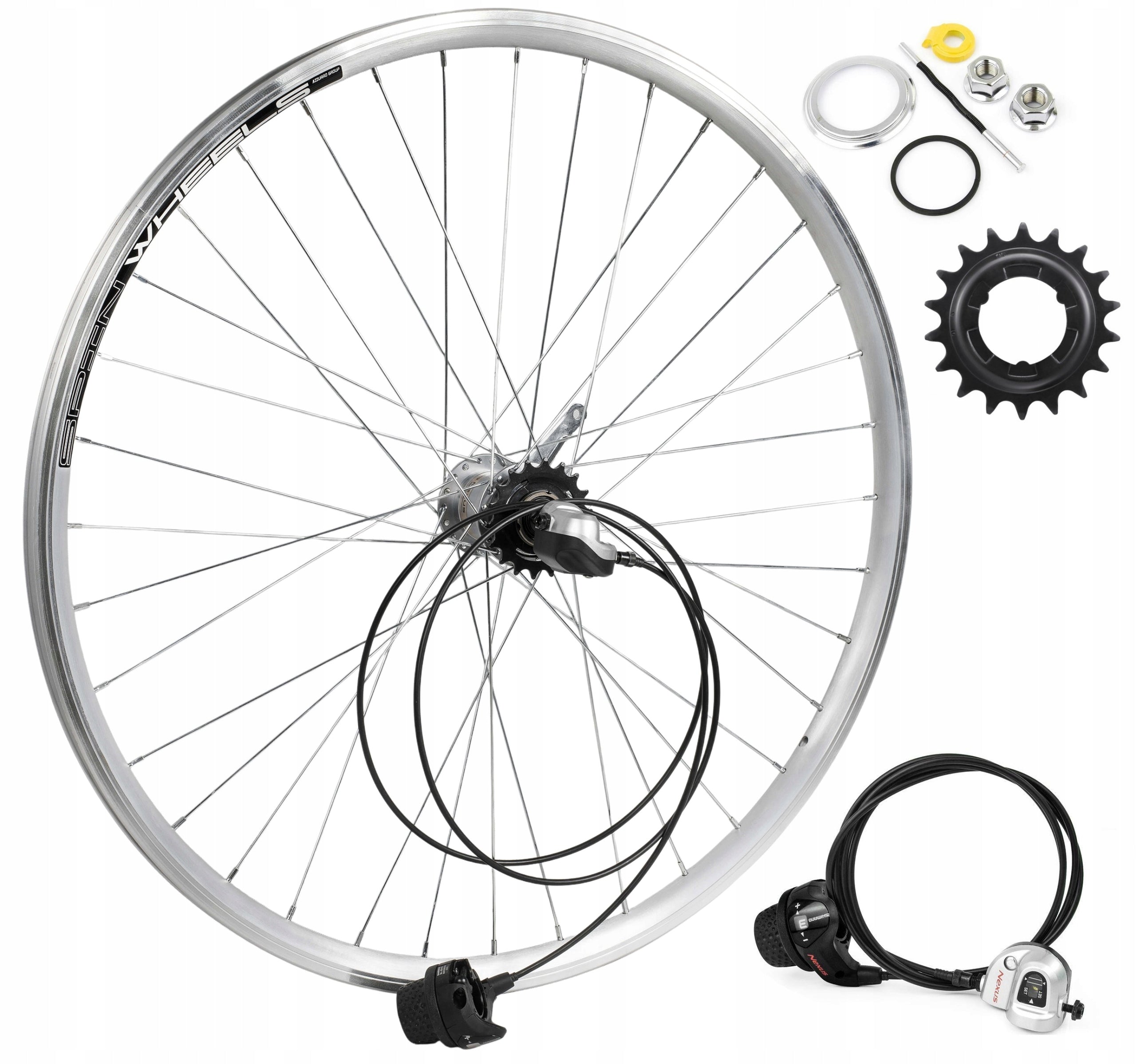 Bicycle Wheel Complete Rear 28 Inch Shimano Nexus 3 Gears with Spin Handle