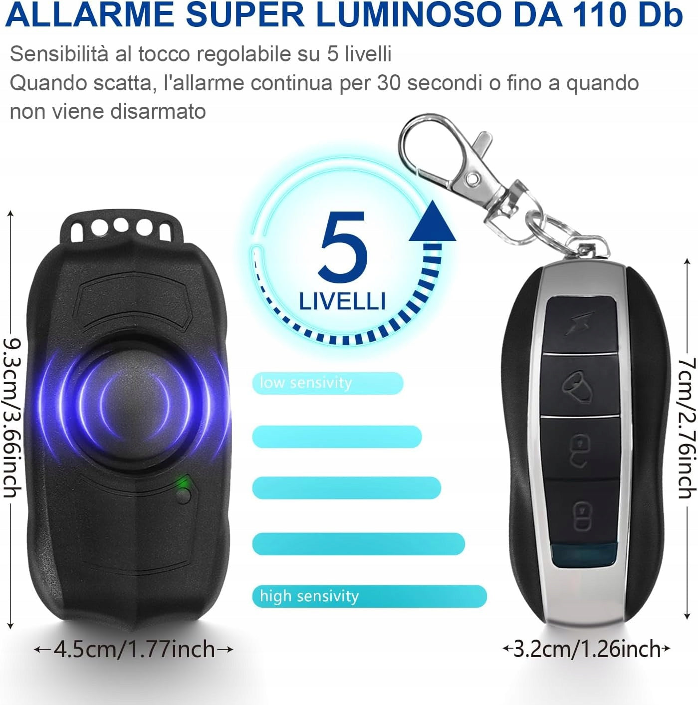 Bicycle alarm with remote control Packaging status original