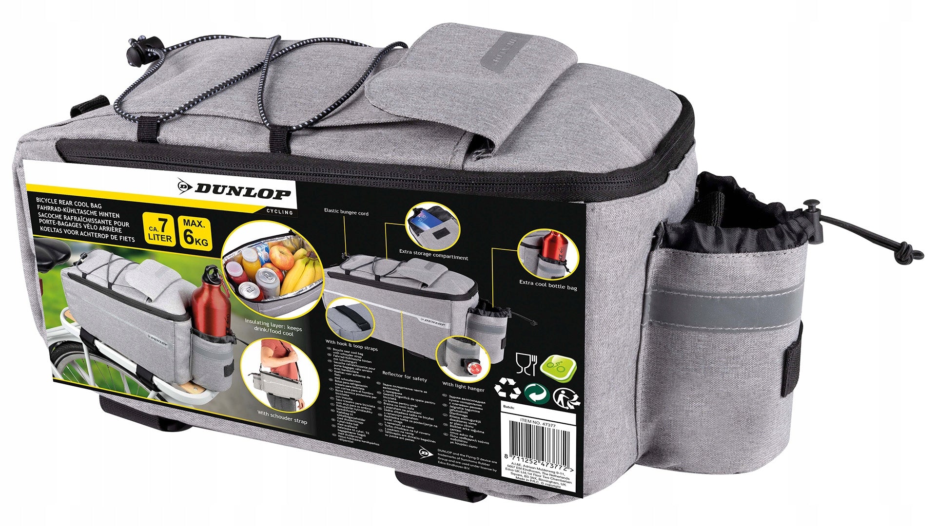 Bicycle bag THERMAL POUCH for bicycle rack INSULATION DUNLOP Capacity 7 l
