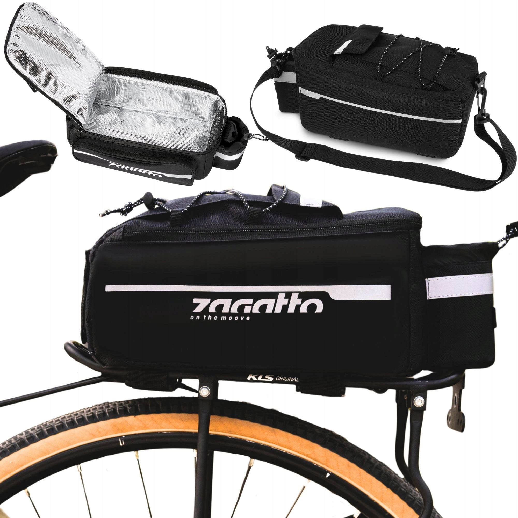 Bicycle bag bicycle pouch for rear rack roomy black ZAGATTO