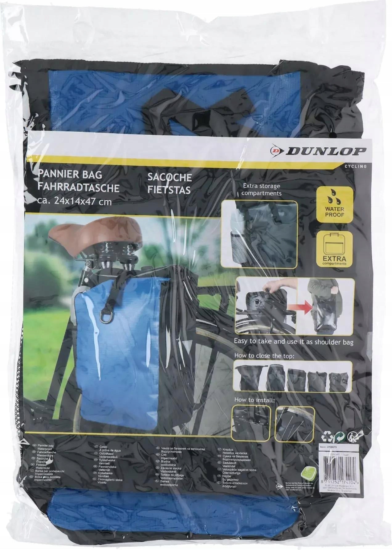 Bicycle bag pannier for rack rear bicycle waterproof DUNLOP 17L Packaging status original