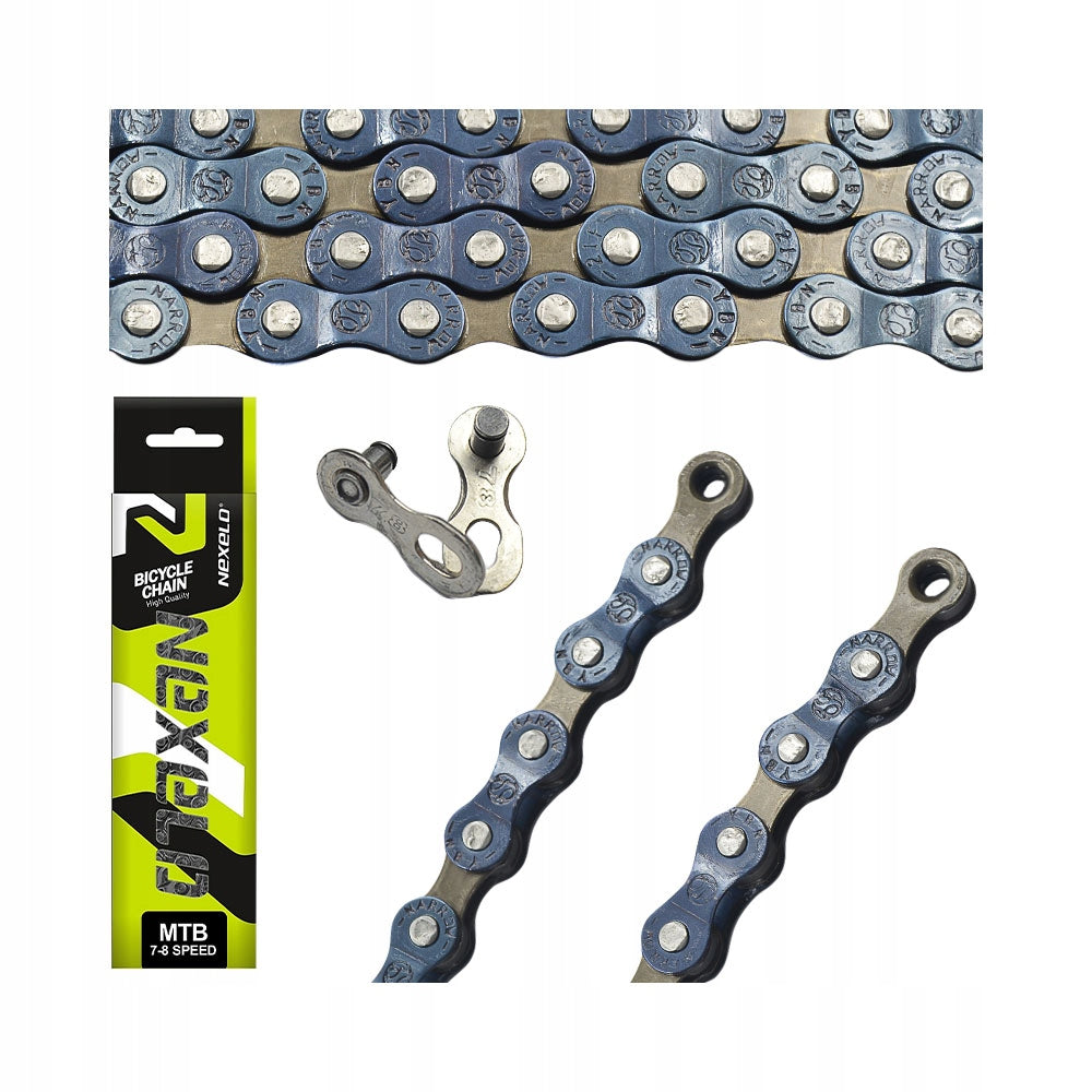 Bicycle chain NEXELO MTB S50,116 links 6-7 rows + clip sky-brown. Manufacturer code L036045NEX