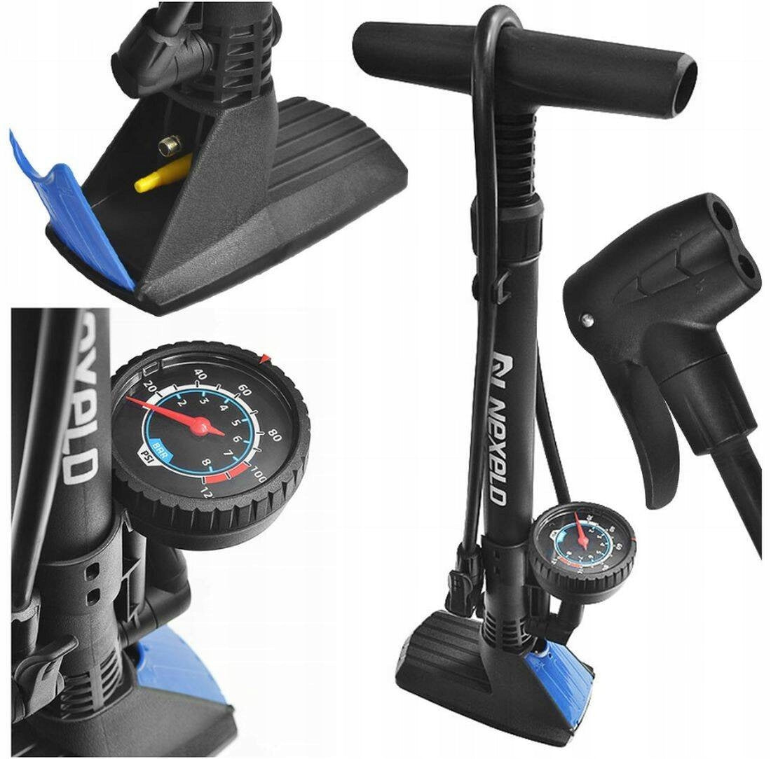 Bicycle floor pump with pressure gauge Nexelo with valve clamp