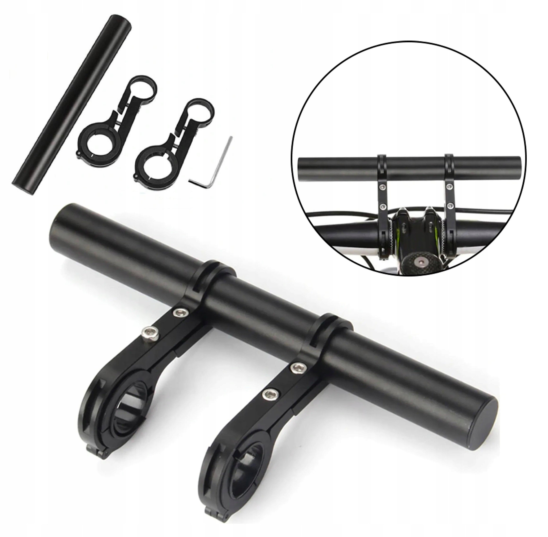 Bicycle handlebar extension additional handle| 20cm alu black | (ZR65)