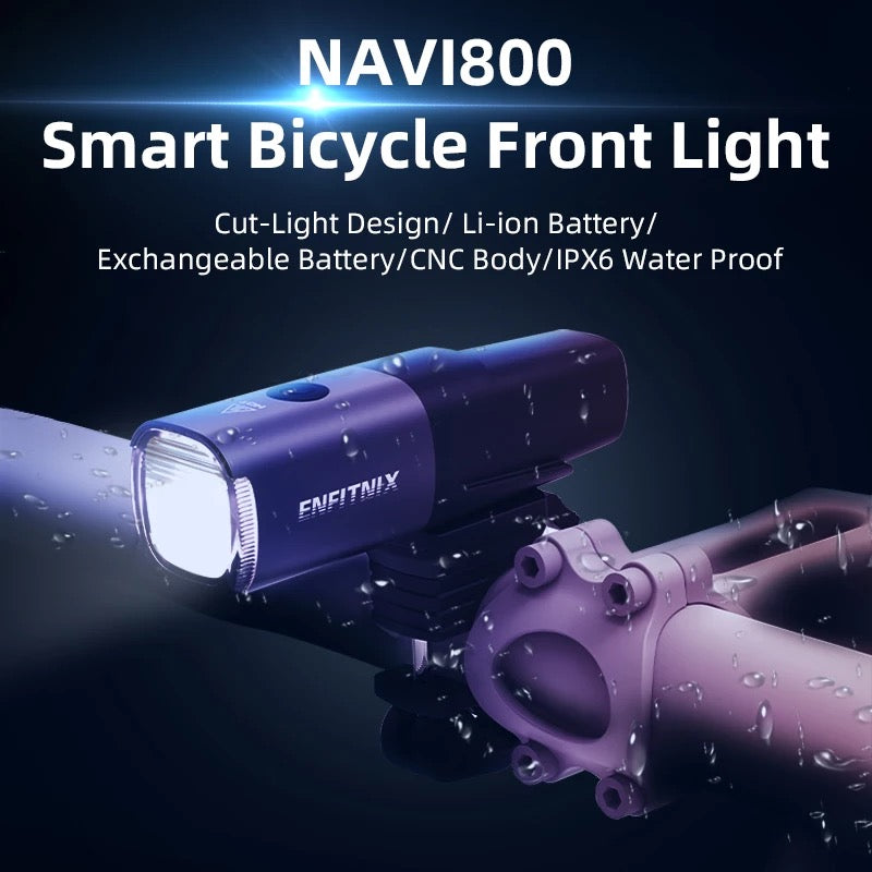 Bicycle lamp flashlight Navi800 strong LED quality alu CNC USB-C waterproof Brand Enfitnix