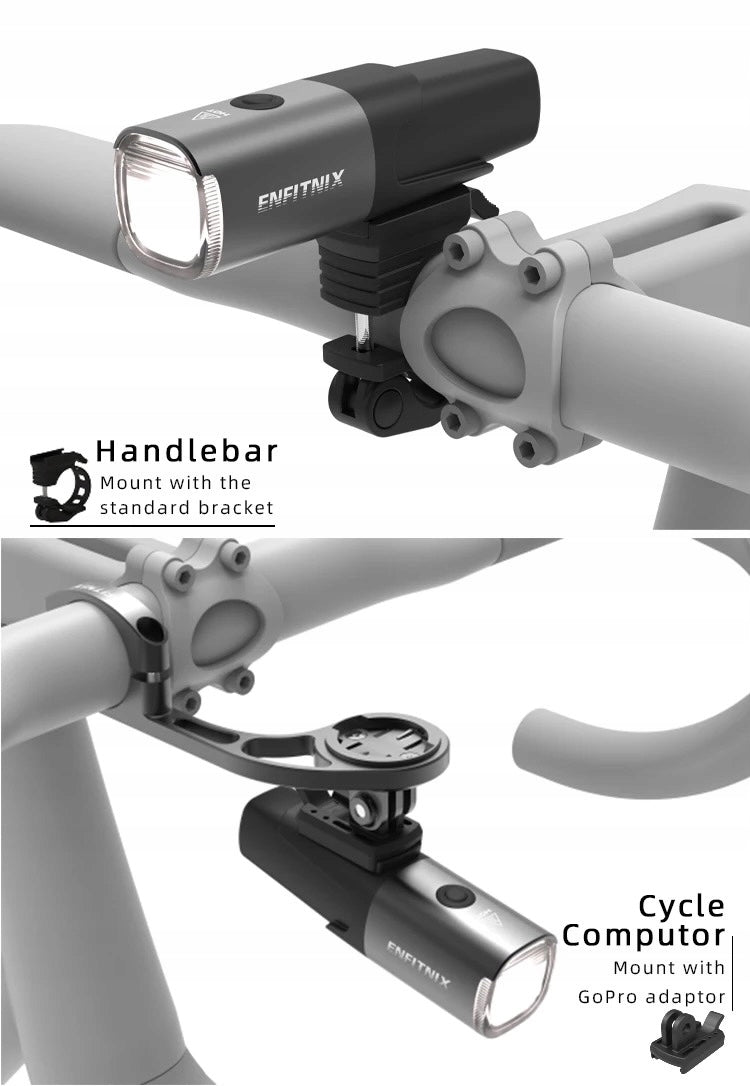Bicycle lamp flashlight Navi800 strong LED quality alu CNC USB-C waterproof Model Navi800