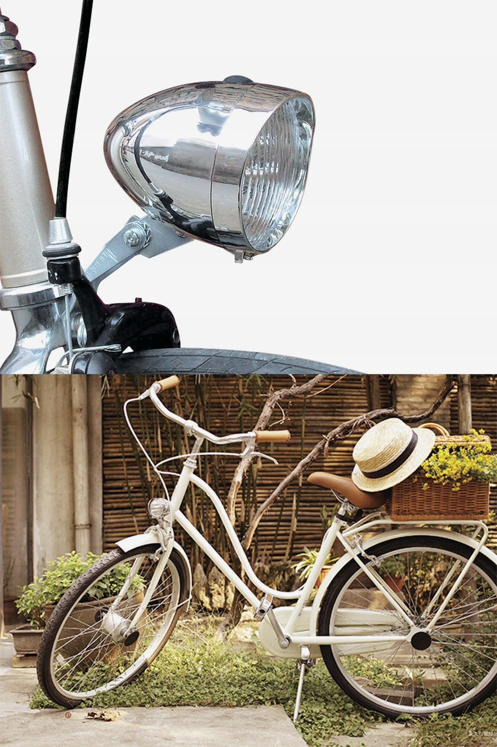 Bicycle light front lamp for bicycle front fork Retro 3LED CHROME Brand no brand