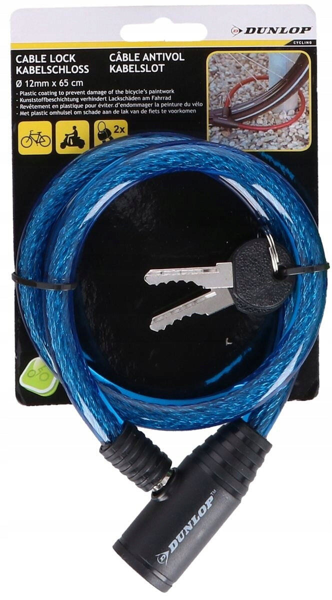 Bicycle lock DUNLOP 1042459 Cable Blue Brand Dunlop