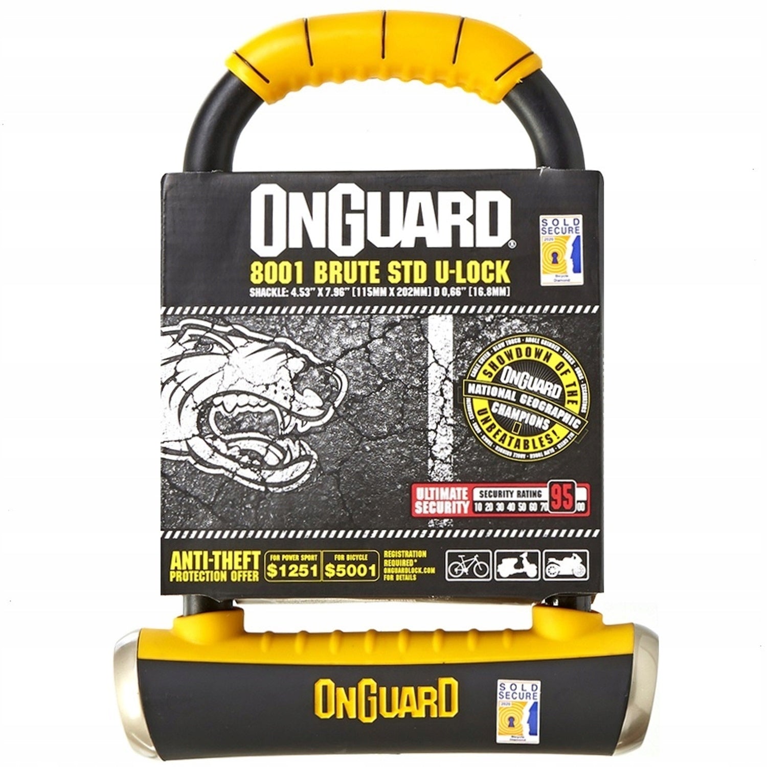 Bicycle lock ONGUARD BRUTE 8001 U-LOCK 115x202x16,8mm