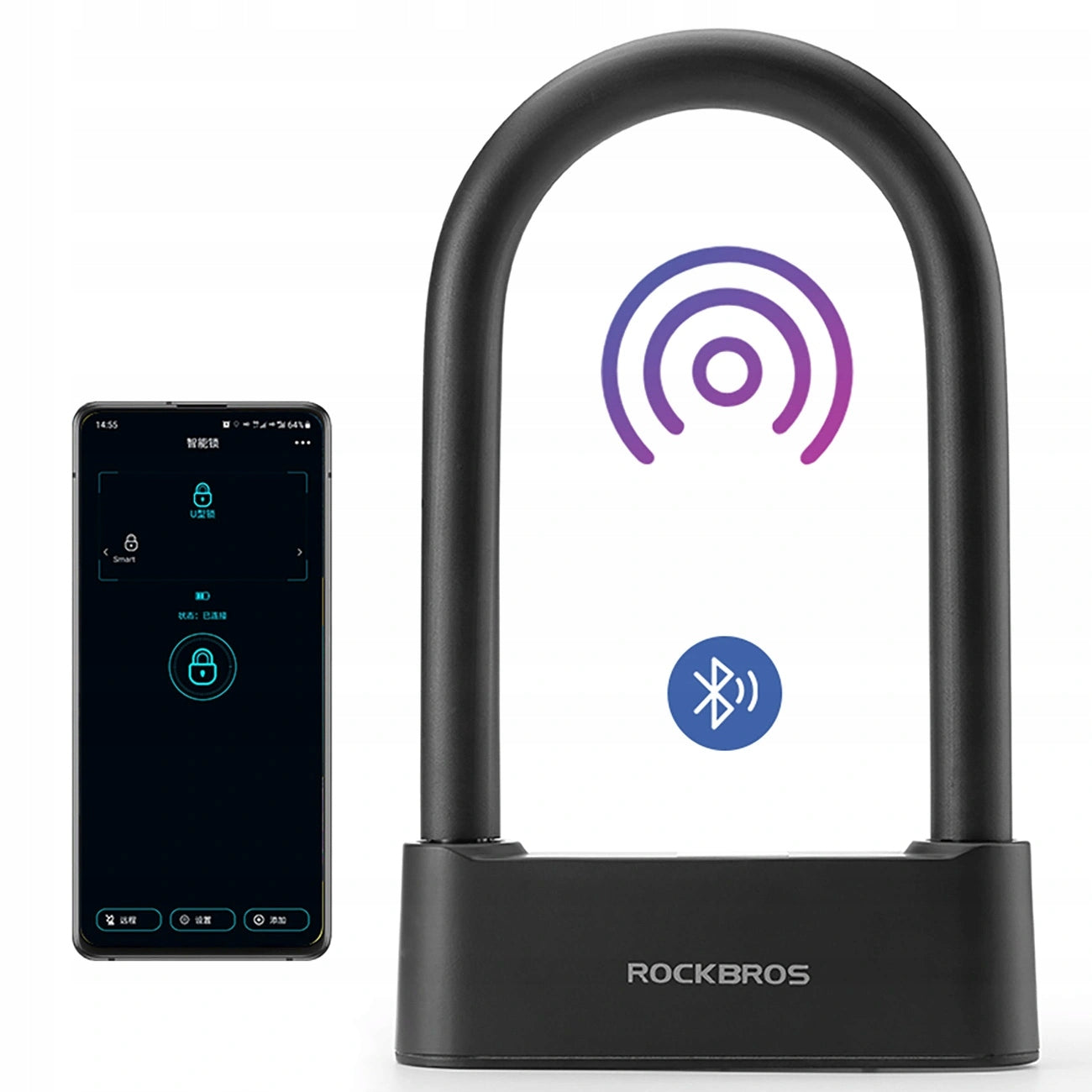 Bicycle lock Rockbros 32210818001 SMART with fingerprint reader Kind U-lock