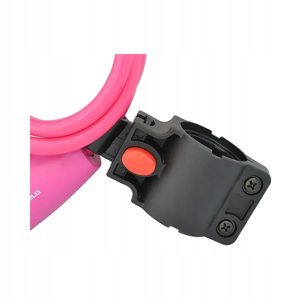 Bicycle lock closure for bicycle with key spiral cord pink PINK Brand Nexelo