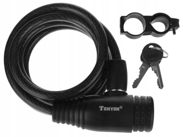 Bicycle lock for bicycle cable Tonyon TY-536 black 10x1500mm black