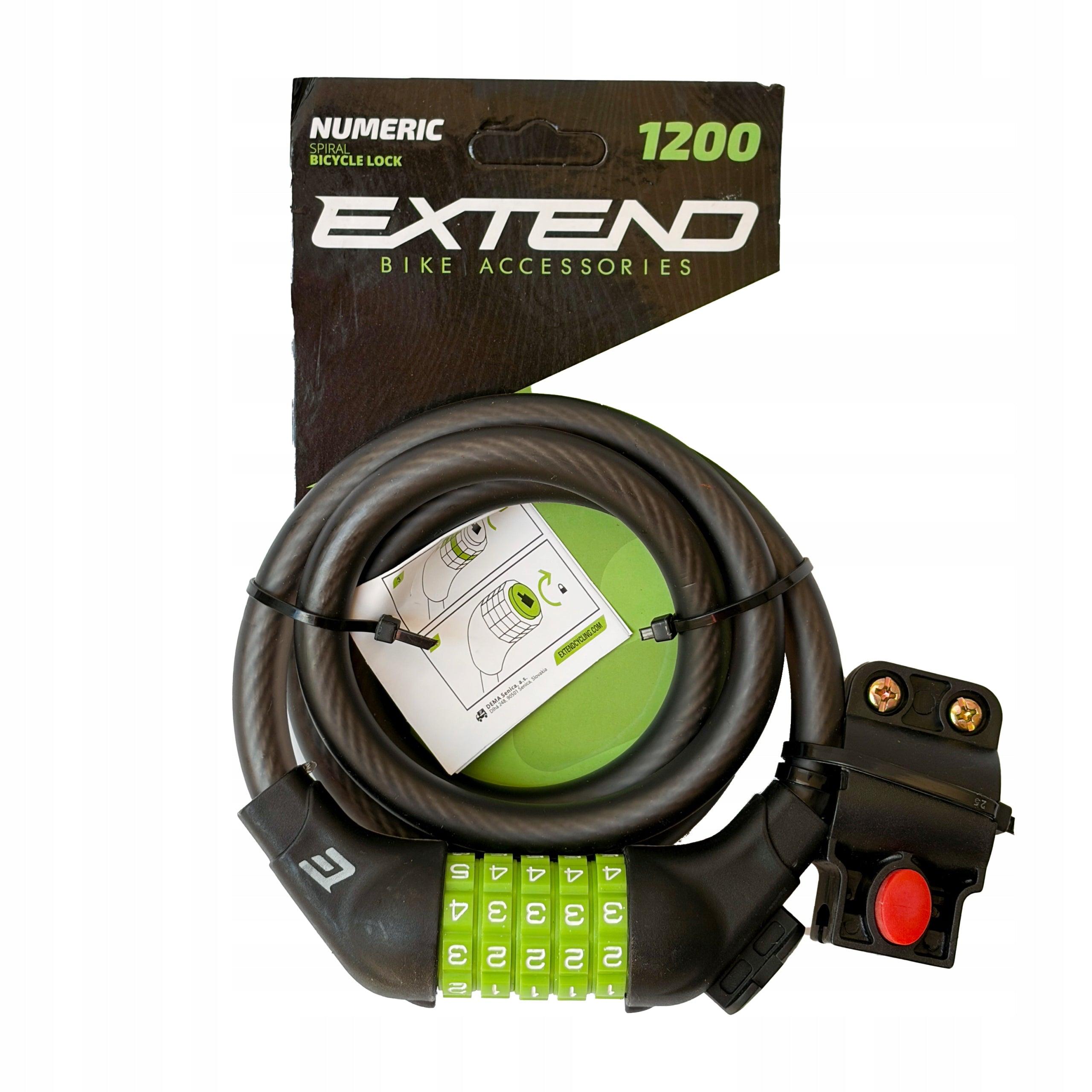 Bicycle lock for cipher Extend Numeric 5 steel cable 12x1200 Packaging status original