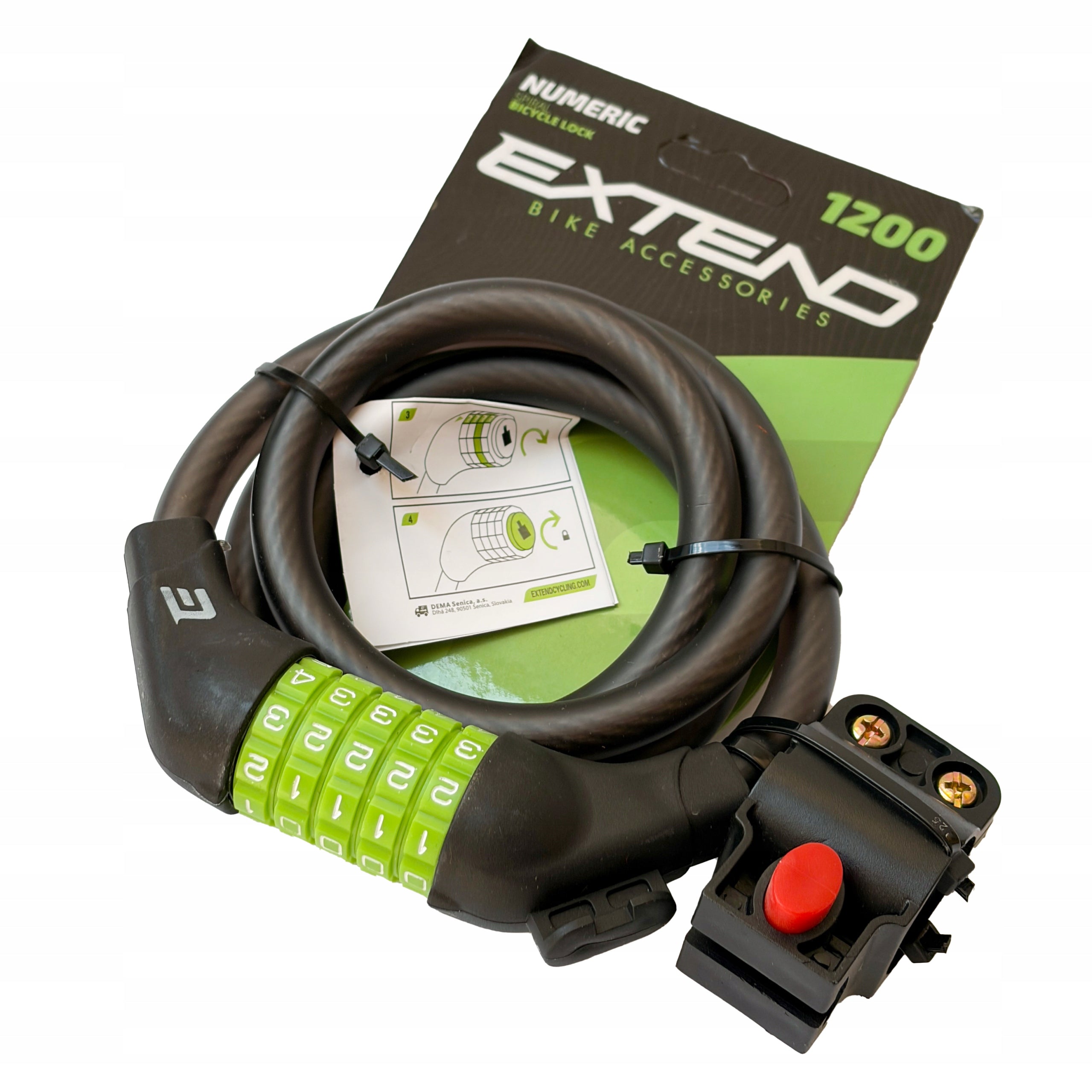 Bicycle lock for cipher Extend Numeric 5 steel cable 12x1200