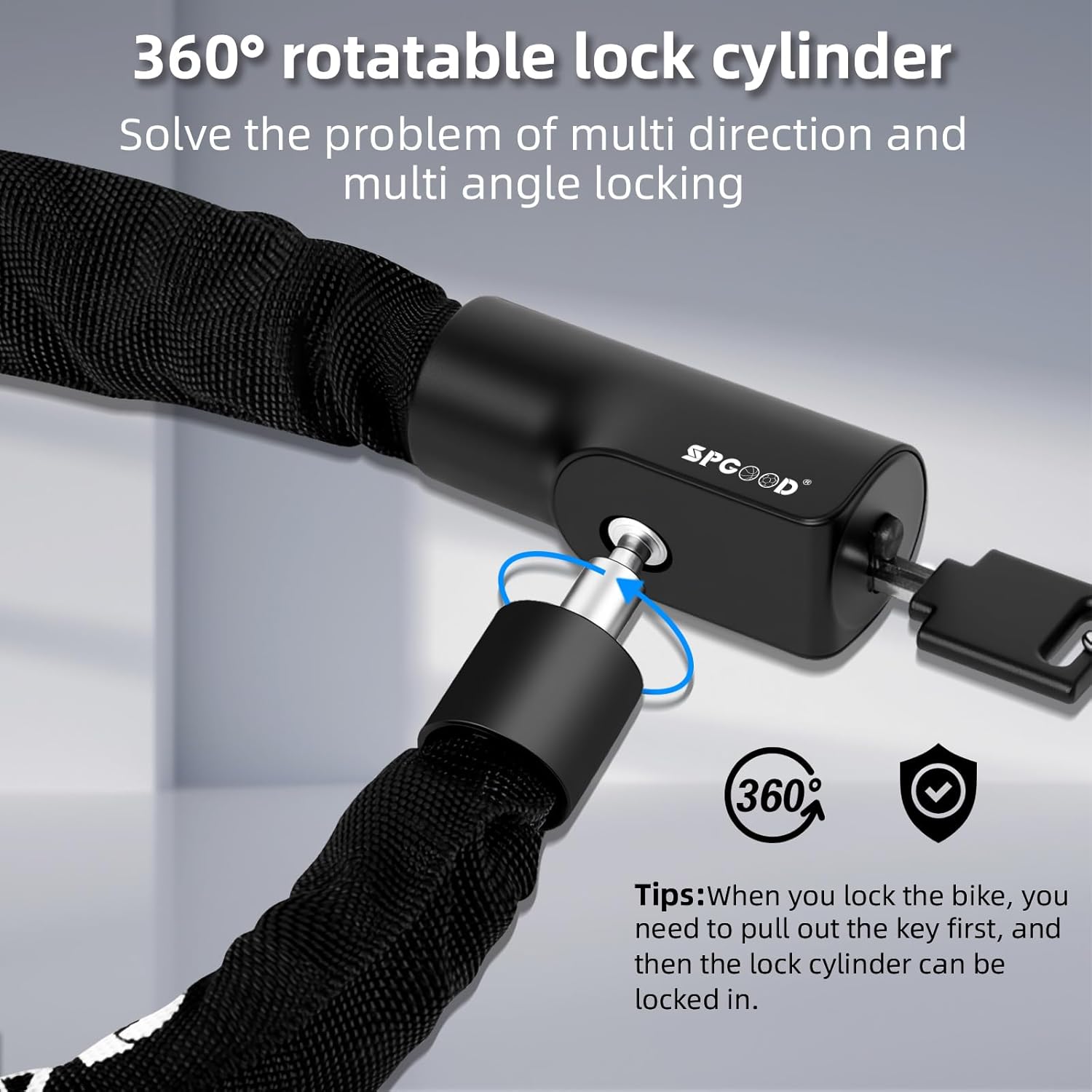 Bicycle lock with 3 keys, chain 6 mm, length 90 cm(Black) | Odpor Brand no brand