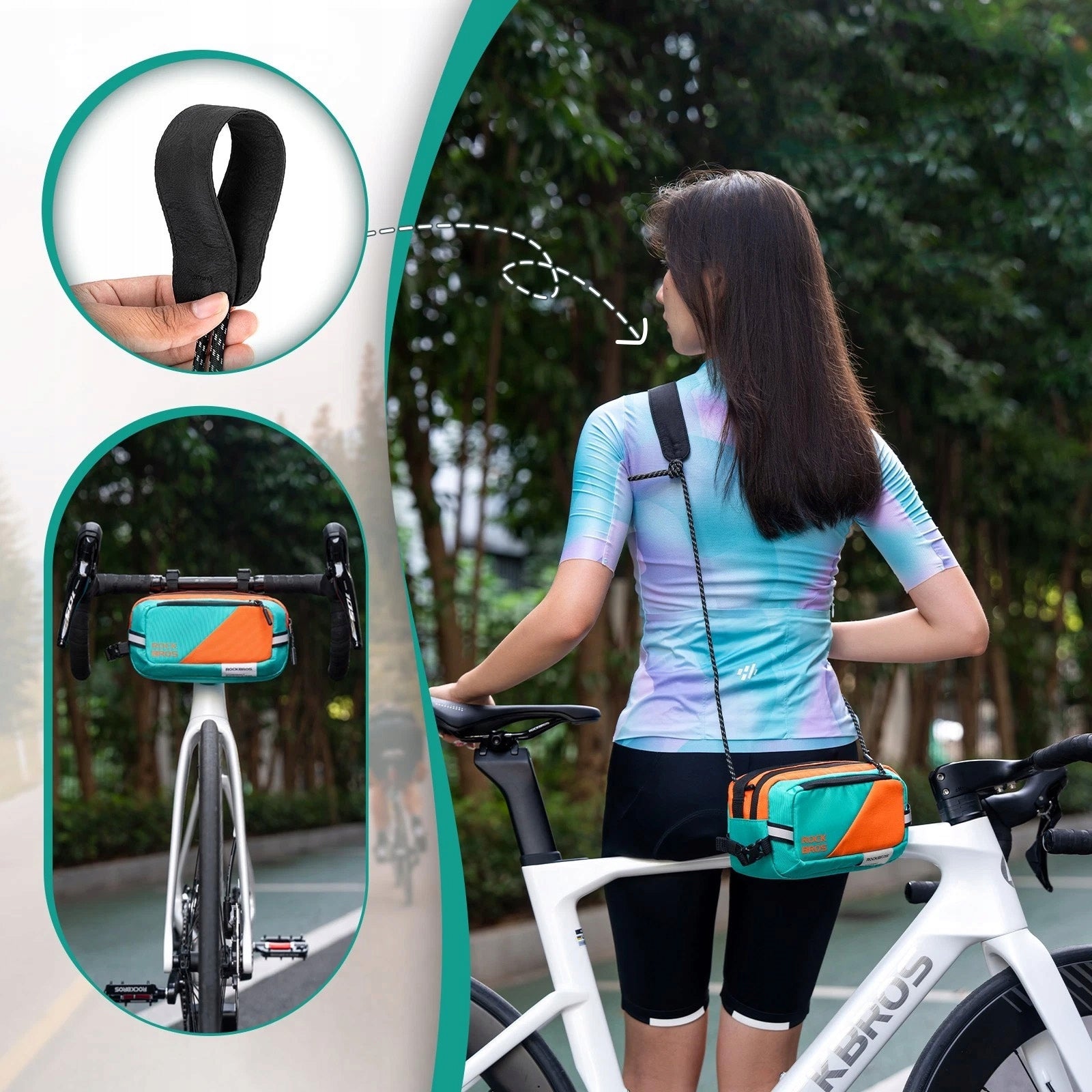 Bicycle pannier bag for handlebar 2,5L ROCKBROS 3011006701 W015 Turquoise Capacity 2.5 l