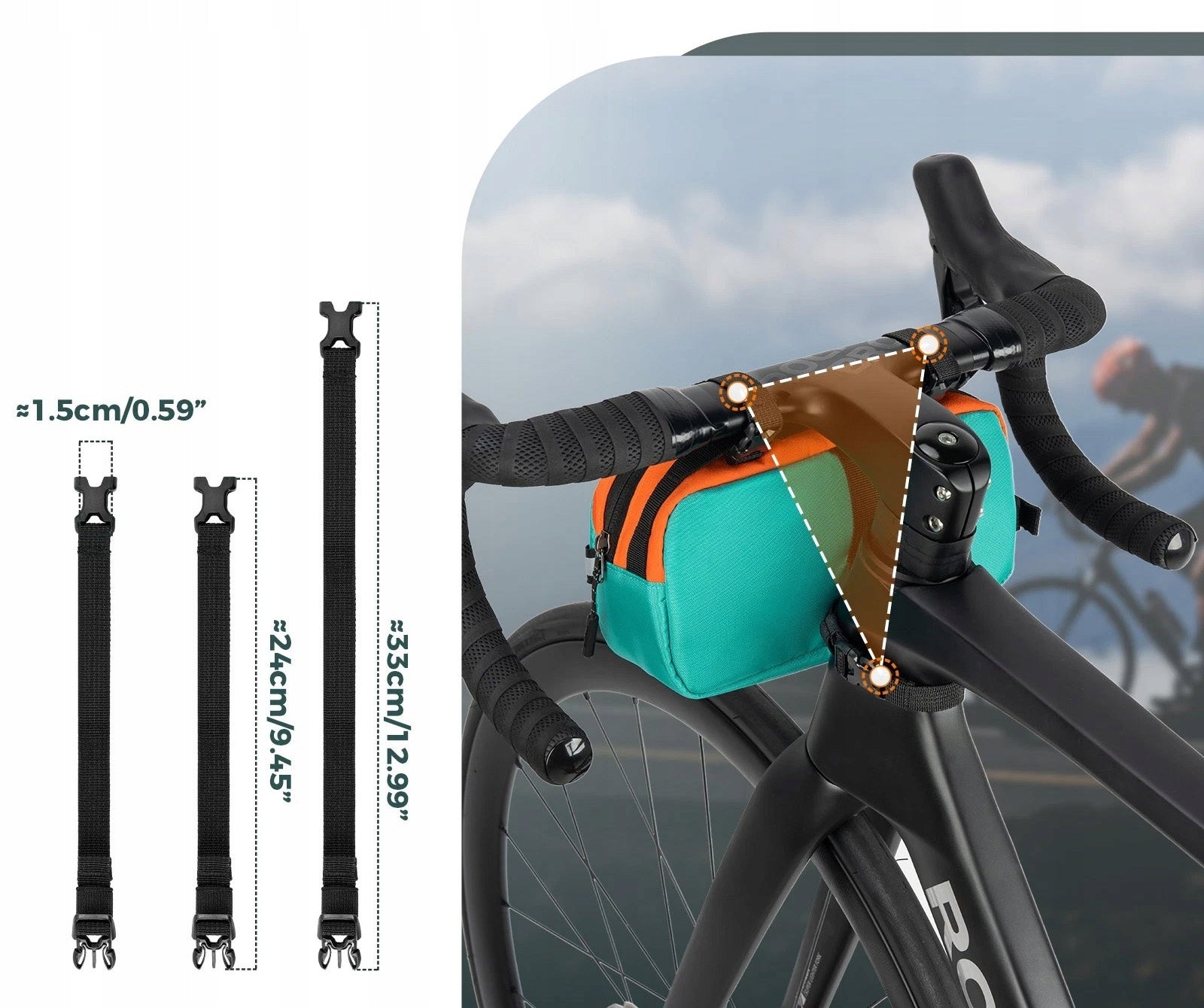 Bicycle pannier bag for handlebar 2,5L ROCKBROS 3011006701 W015 Turquoise Kind front