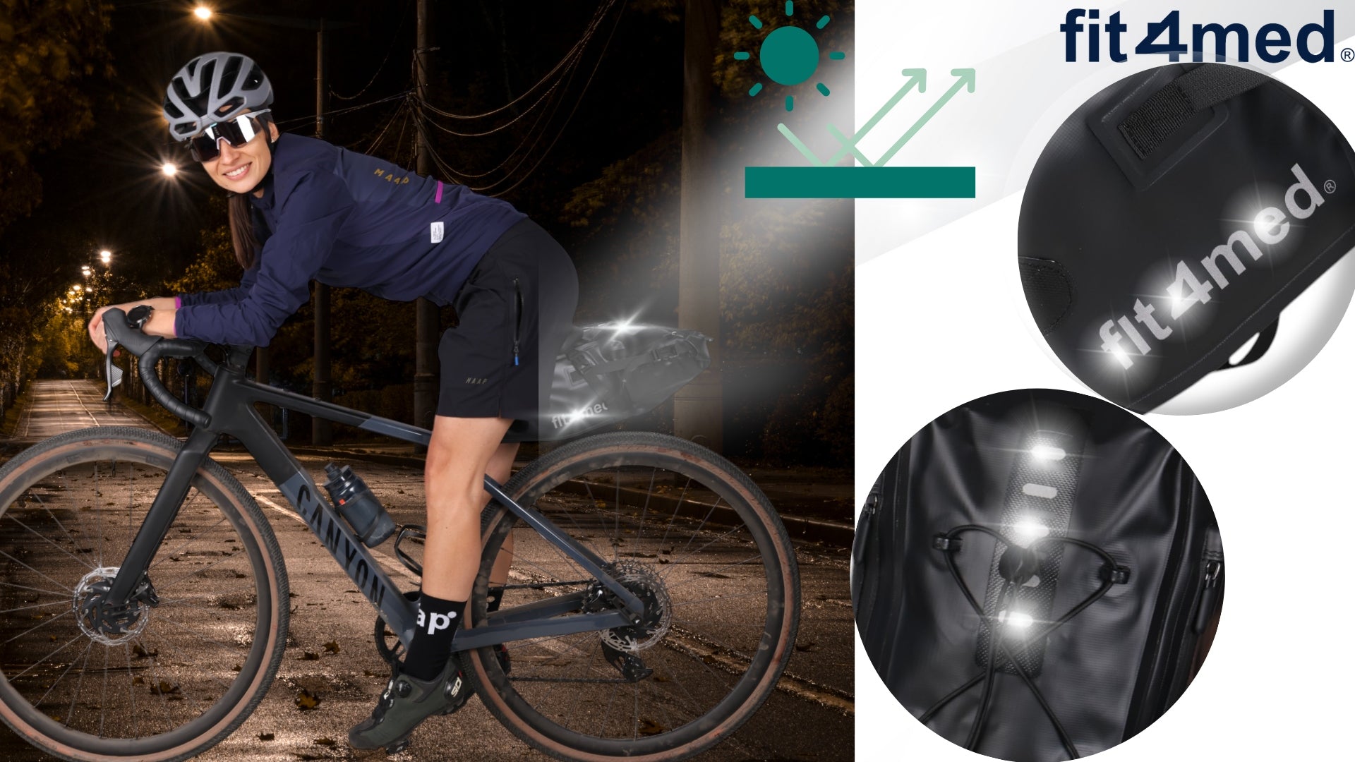 Bicycle pouch 6-13L waterproof fold-out bag with reflectors and handle Color black