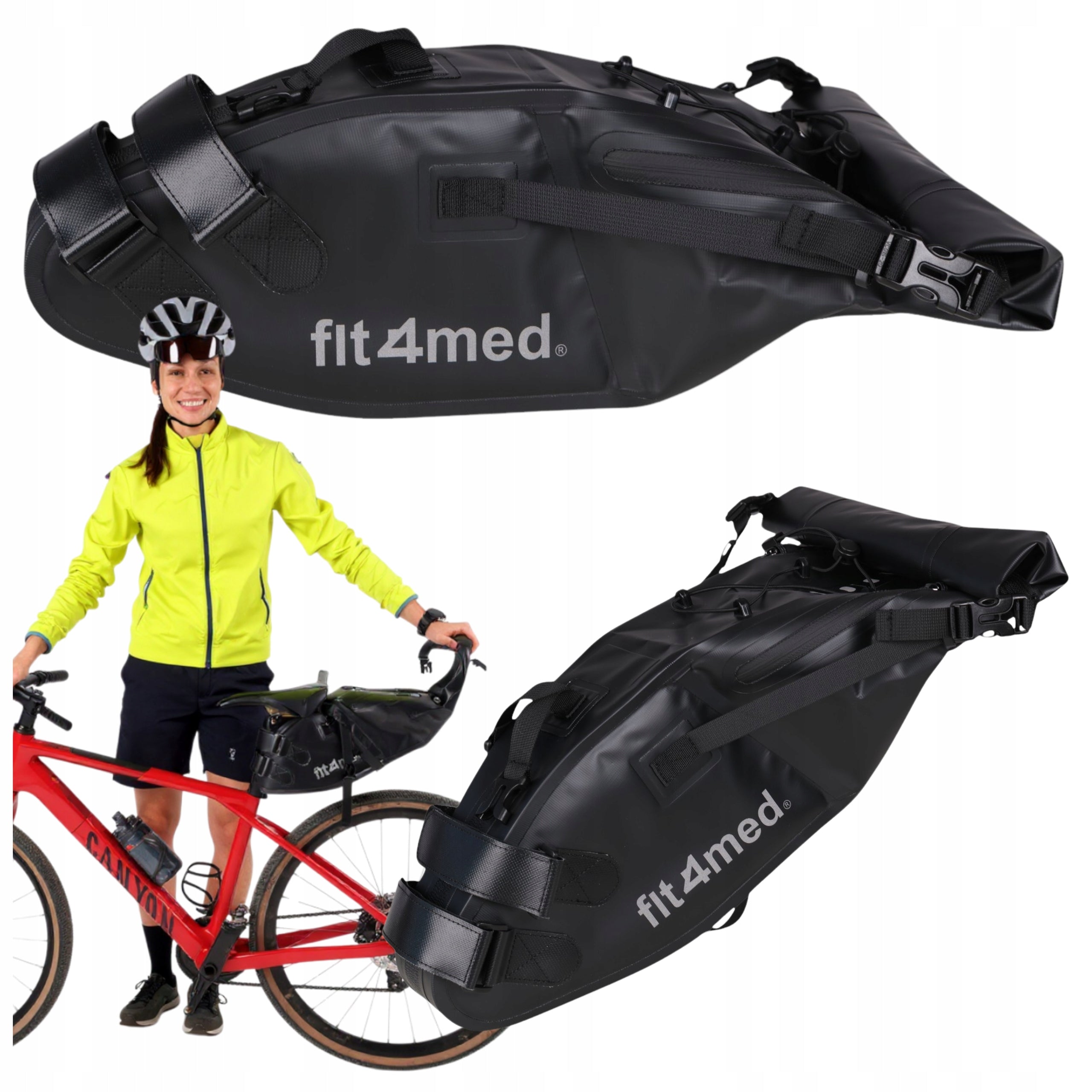 Bicycle pouch 6-13L waterproof fold-out bag with reflectors and handle