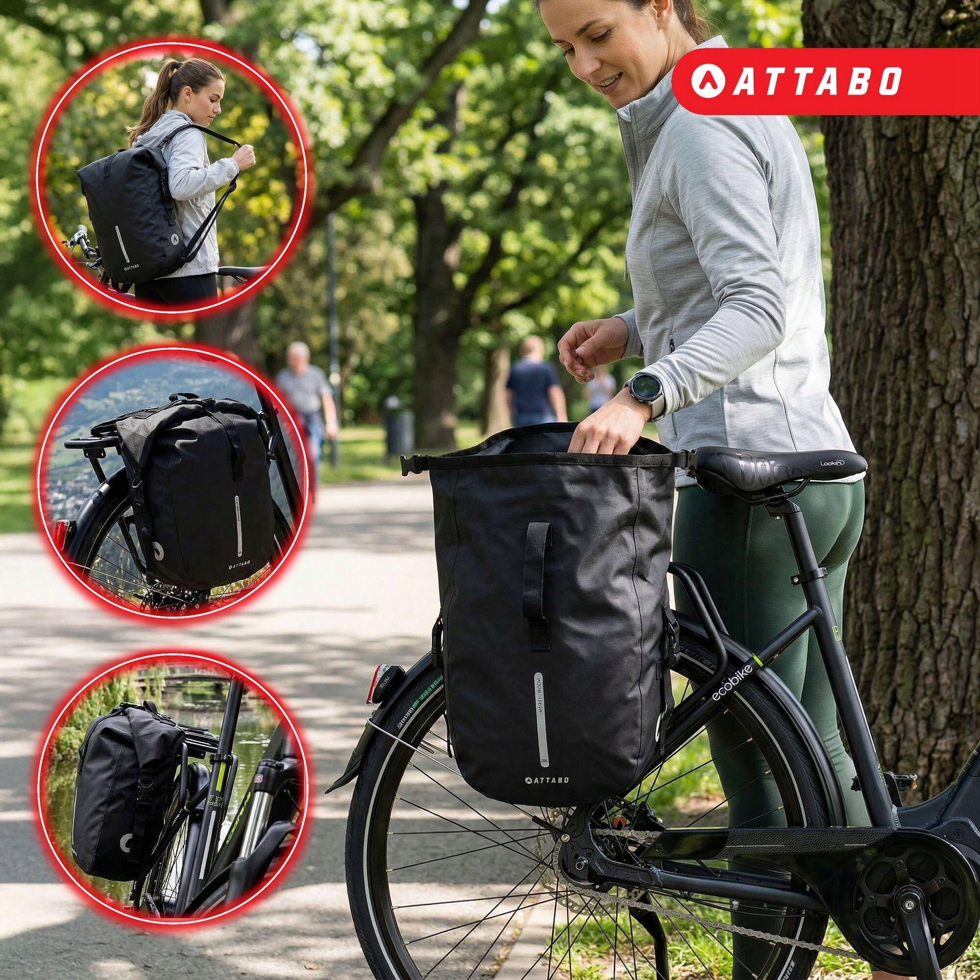 Bicycle pouch ATTABO APB-295 20 l black Kind rear