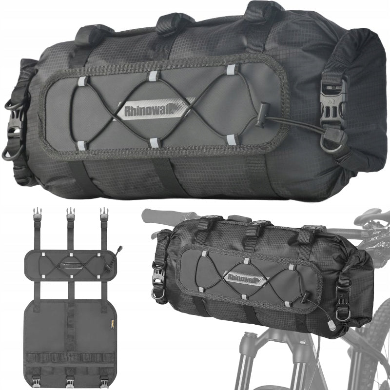 Bicycle pouch Rhinowalk black polyester 12 l with roll-up closure
