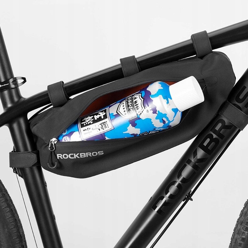 Bicycle pouch, bicycle bag oblong narrow Rockbros roomy large 3 liters Color black