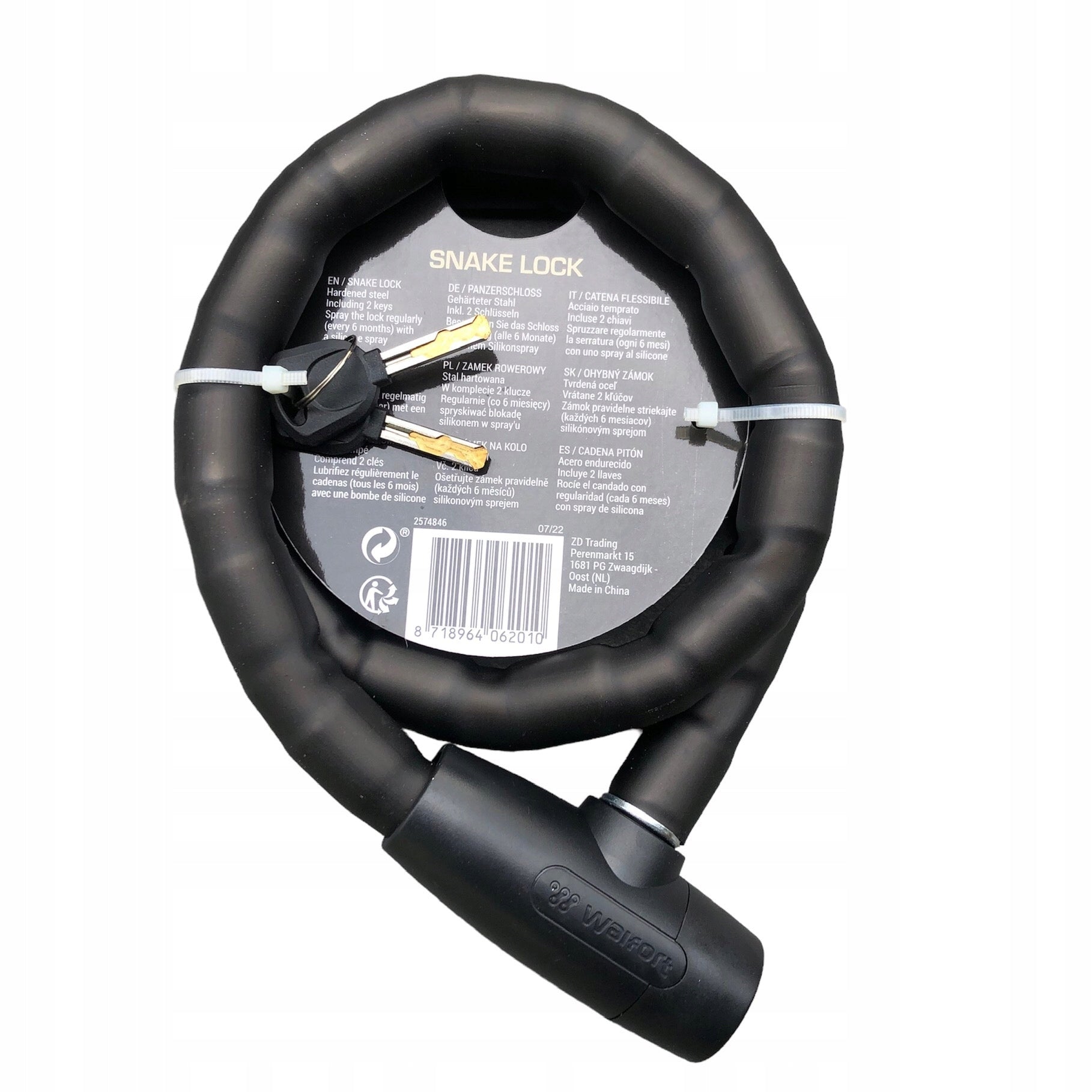 Bicycle protection chain Walfort Snake lock clasp for bike Manufacturer code Zapięcie blokada do roweru bramy łańcuch