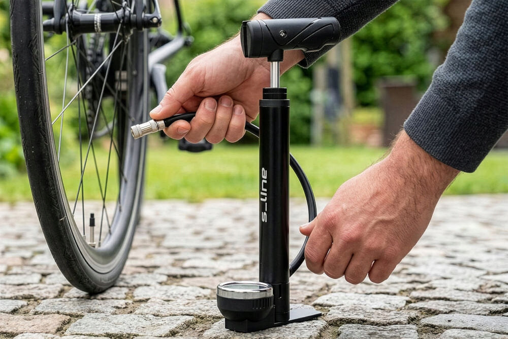 Bicycle pump S-LINE Mini with pressure gauge VPO320 Brand S-line