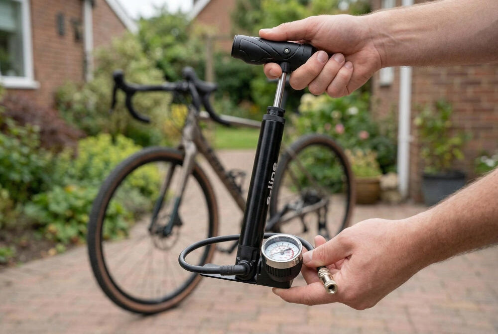Bicycle pump S-LINE Mini with pressure gauge VPO320 Dominant material aluminum