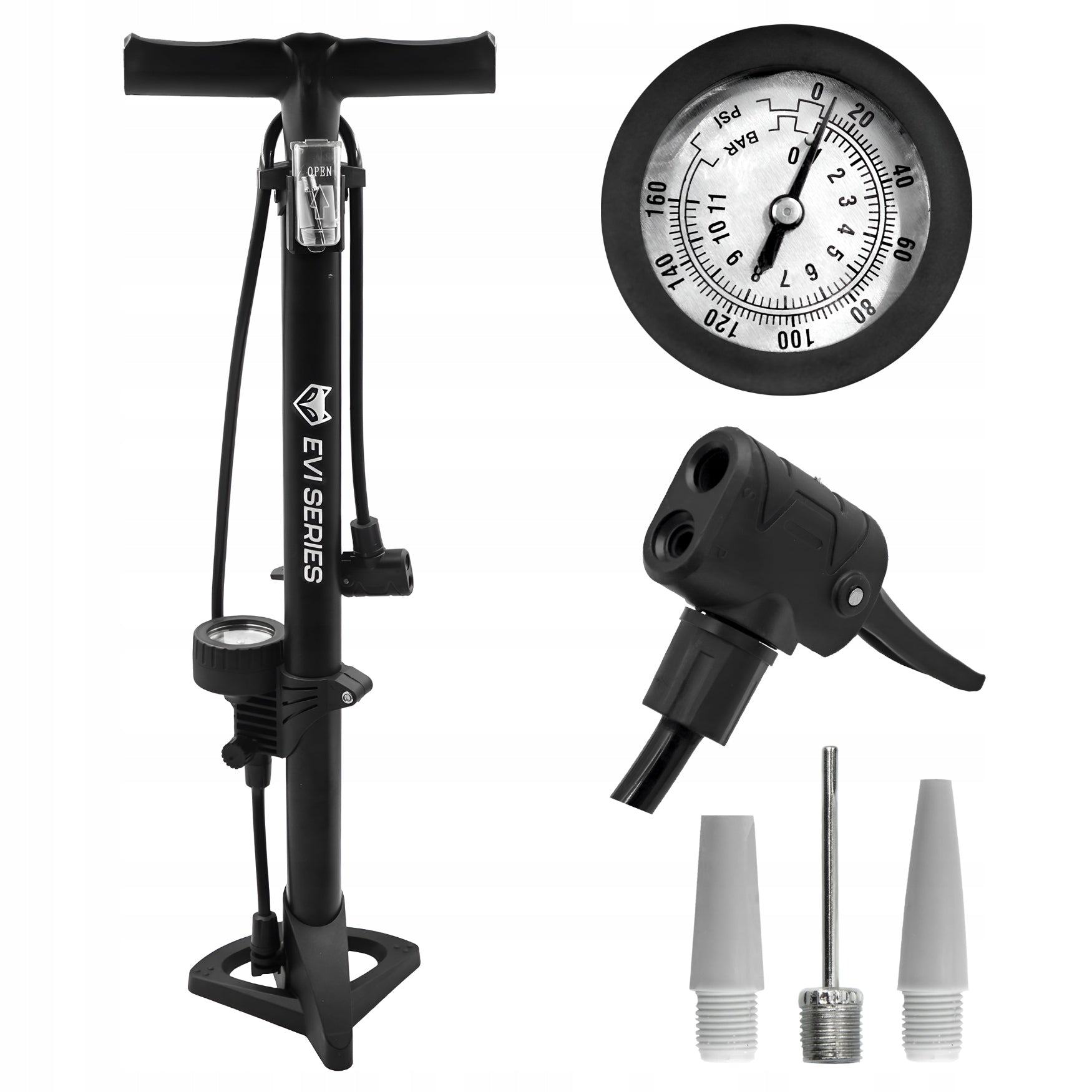 Bicycle pump with pressure gauge BICYCLE PUMP manual stationary WORKSHOP