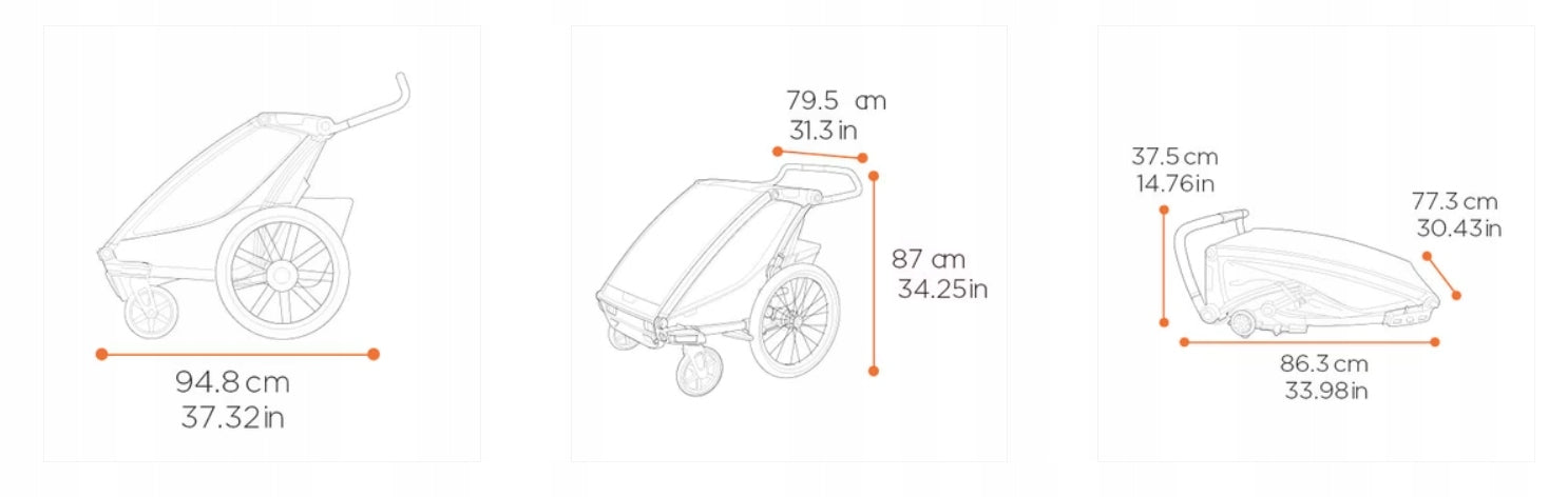 Bicycle trailer for 2 children THULE CHARIOT CROSS 2 Double Dark Slate Brand Thule