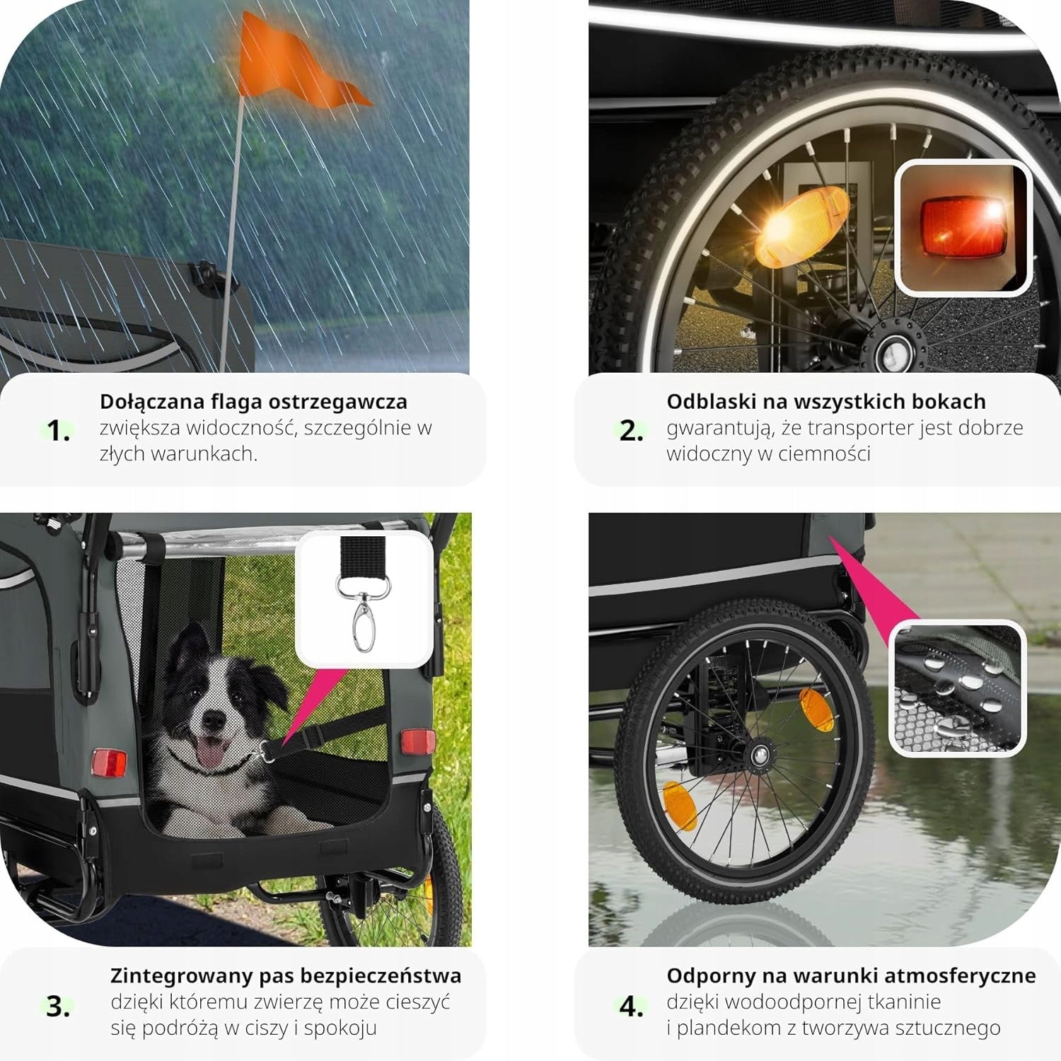 Bicycle trailer for dog tectake 3in1 jogger folding up to 40 kg grey Size other