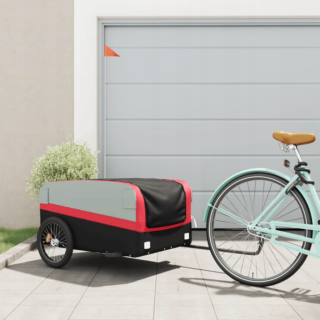 Bicycle trailer iron 137x69x59 cm black-red, load capacity 45 kg Packaging status original