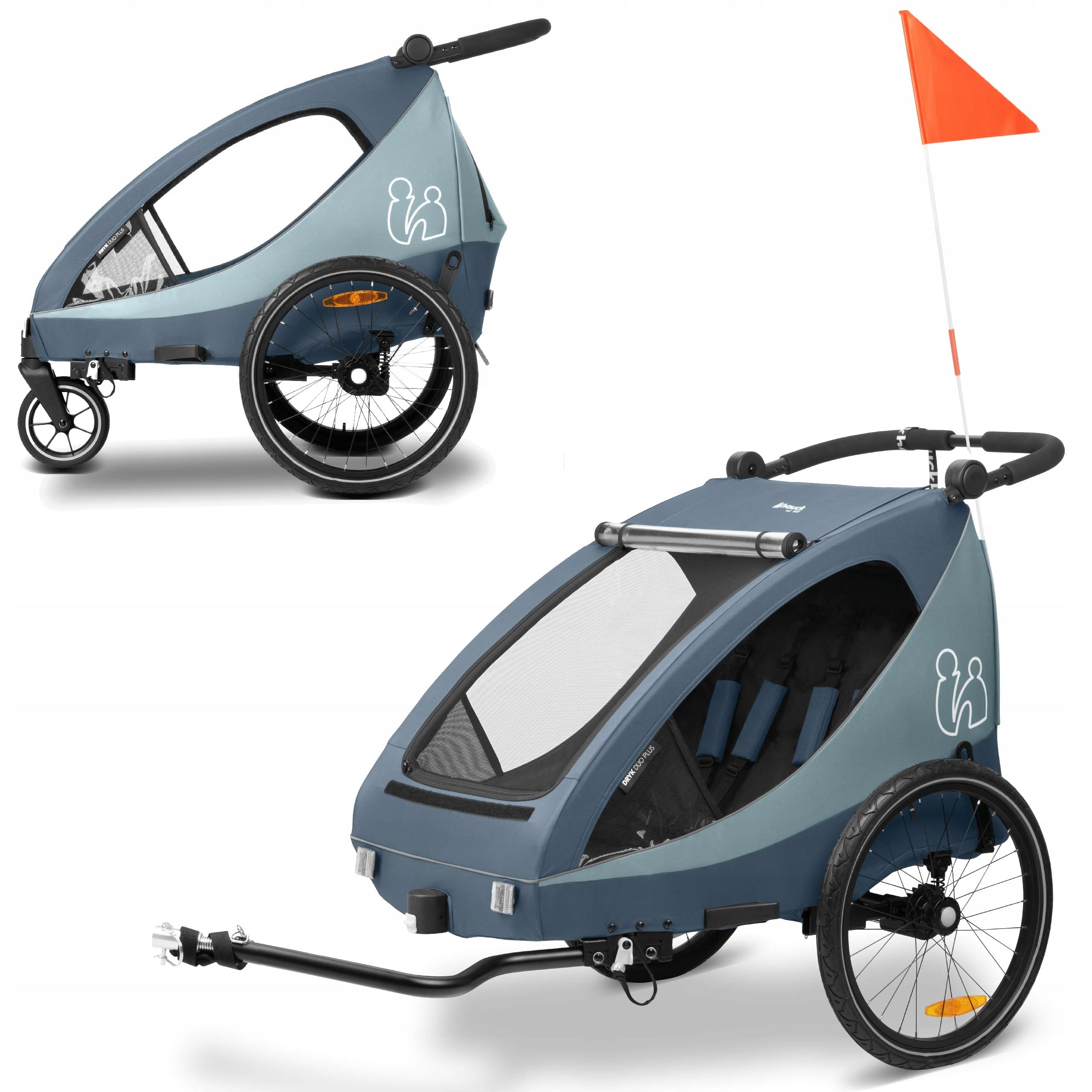 Bicycle trailer two-seater trolley Hauck Dryk Duo Plus Dark Blue