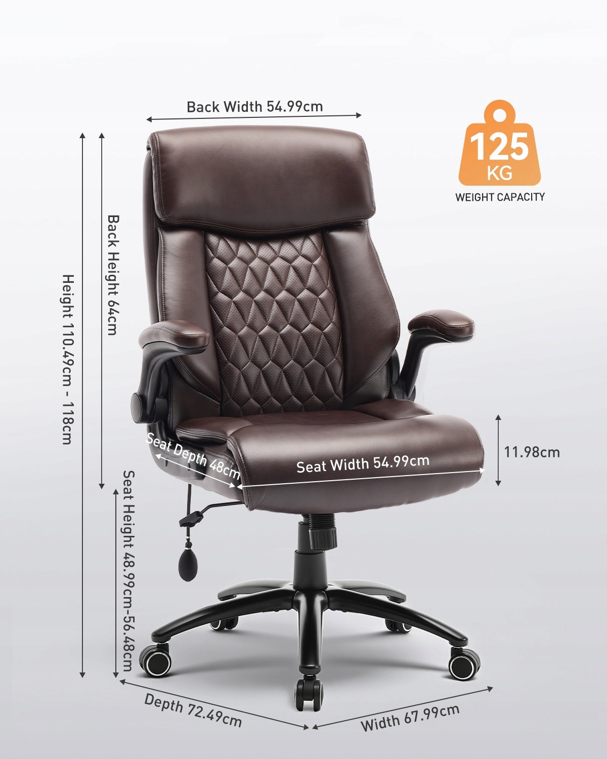 Big and Tall Office Chair Heavy Duty Office Desk Chair Padded Flip-Up Arms Manufacturer code OCS02B-BR-FL