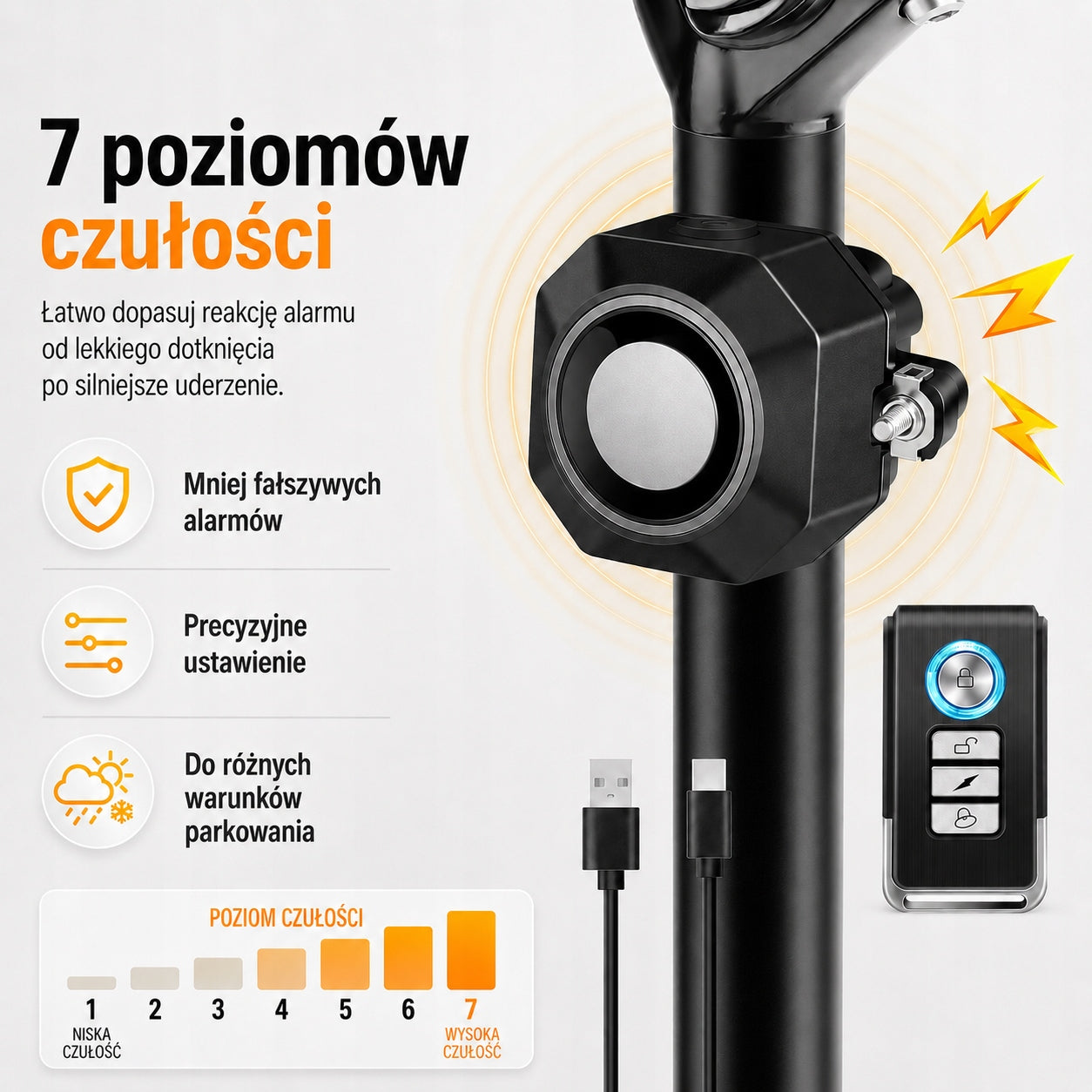 Bike Alarm USB Rechargeable with Remote 110dB Anti Theft IP65 Waterproof Brand no brand