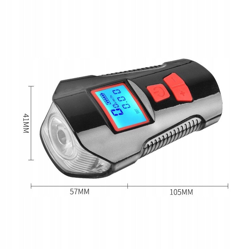 Bike Flashlight Usb Kilometer Counter Speedometer Blue Color black