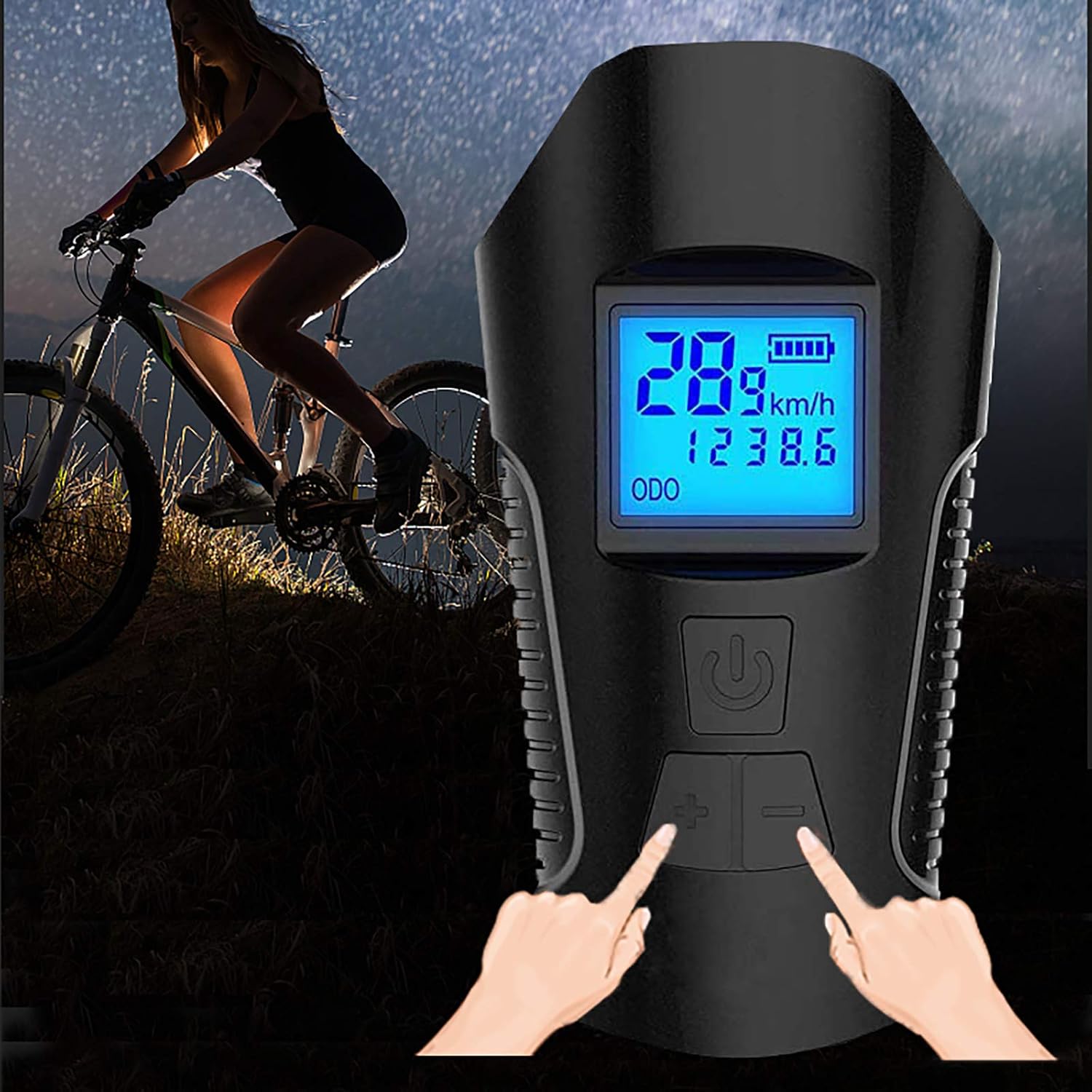 Bike Flashlight Usb Kilometer Counter Speedometer Blue Manufacturer code 1579359