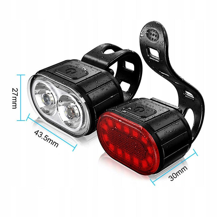 Bike Light Kit 300lm Rechargeable 800mAh USB-C LED Front Rear IPX4 Packaging status original