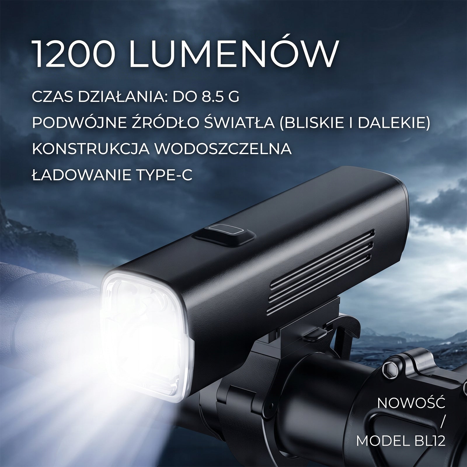 Bike Light Set Front Rear LED 1200 lm USB-C Rechargeable 4800mAh IP44 Brand no brand