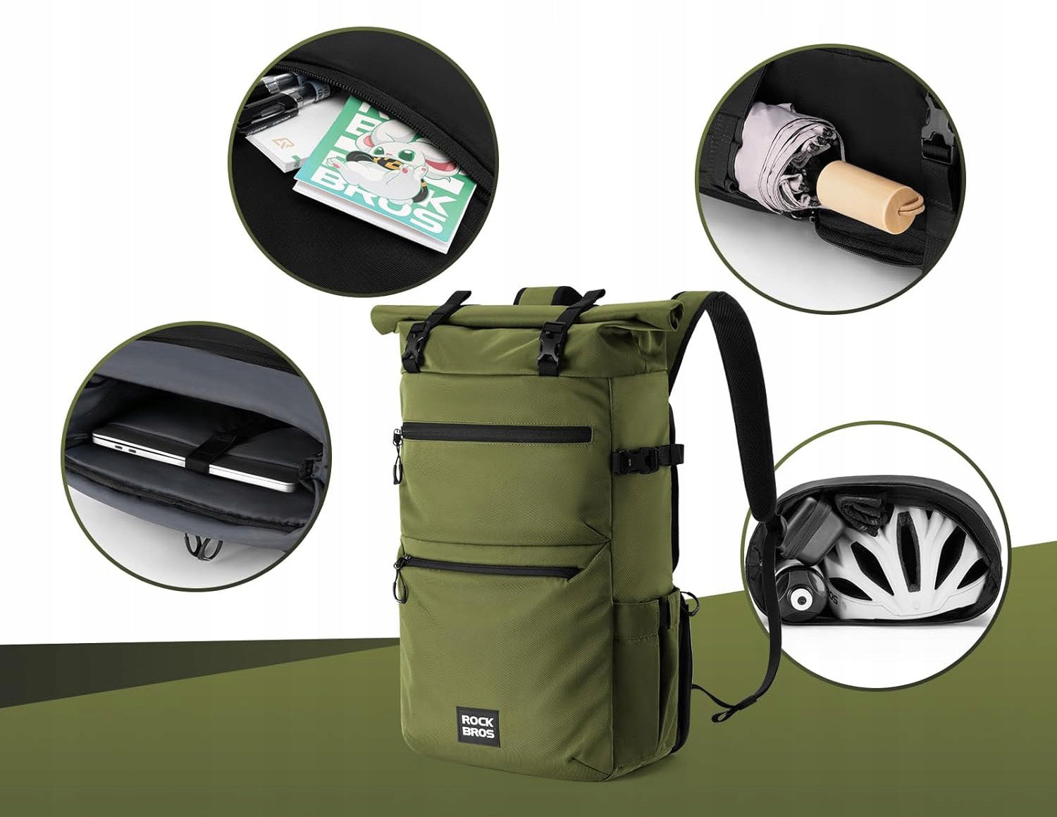 Bike Luggage Bag 3in1 BACKPACK Function 11-16L ROCKBROS A34 Green Capacity 11 l
