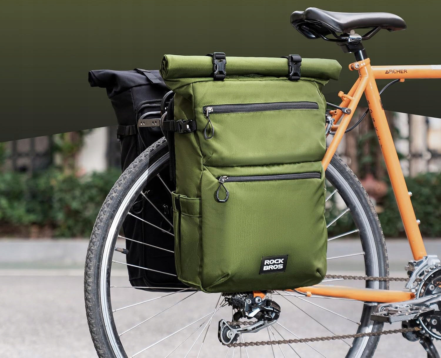Bike Luggage Bag 3in1 BACKPACK Function 11-16L ROCKBROS A34 Green Color black