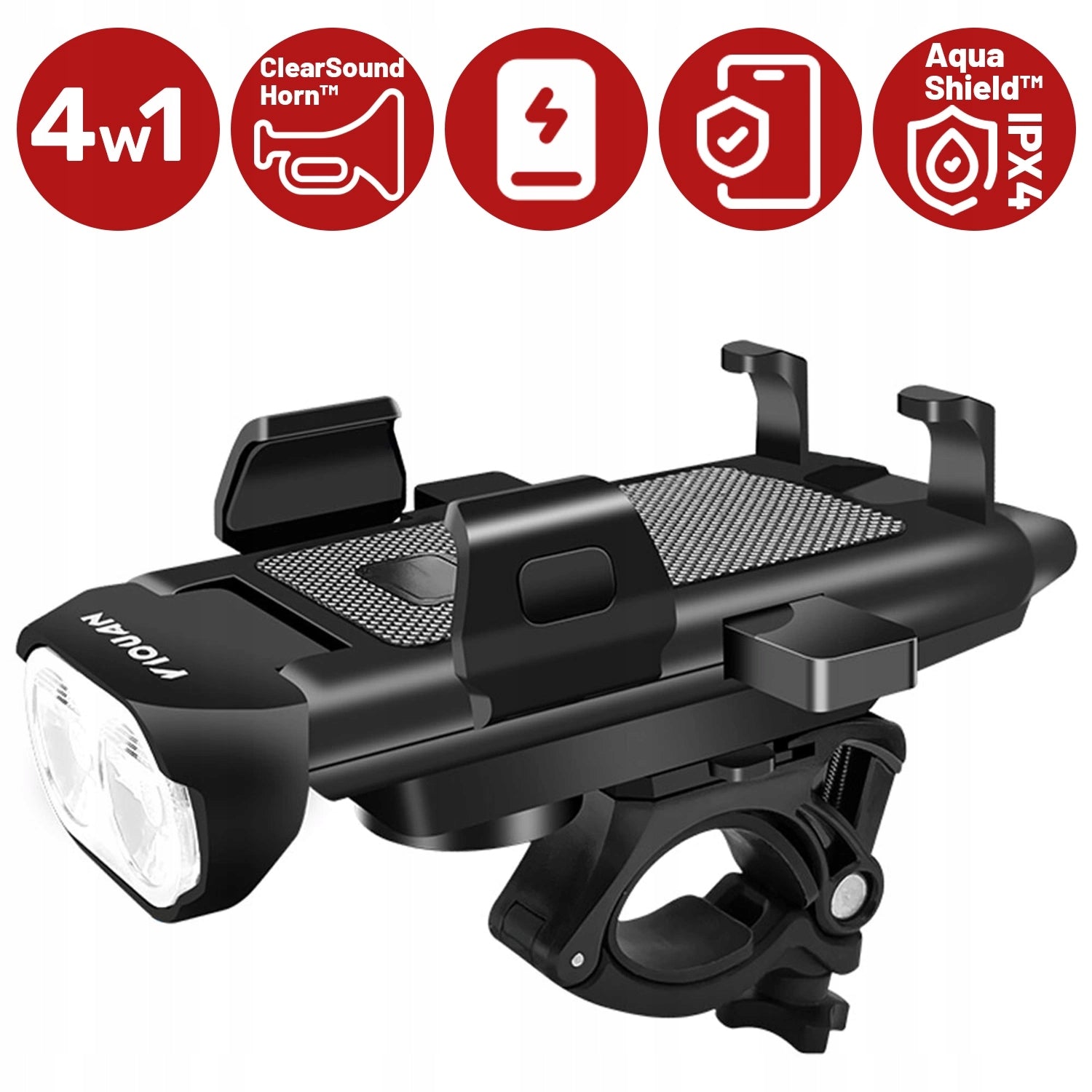 Bike Phone Holder 4in1 LED Light Bicycle Bell Powerbank 3000 Brand Alogy