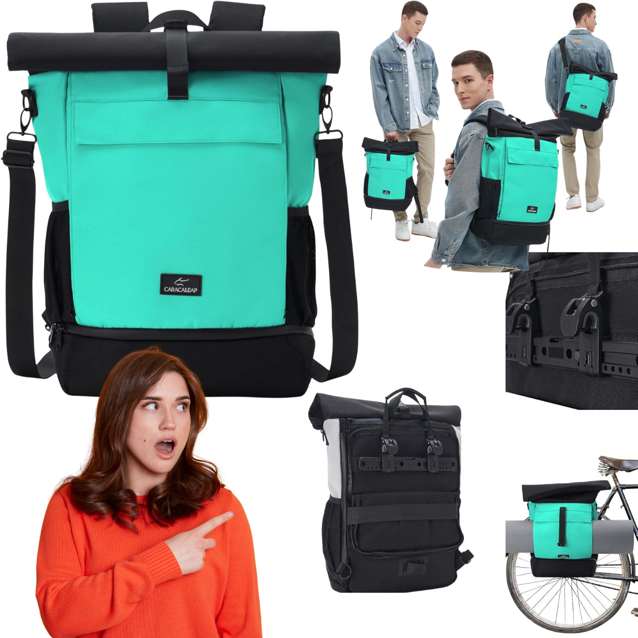 Bike bag 3in1 backpack for trunk waterproof for laptop capacity 30L