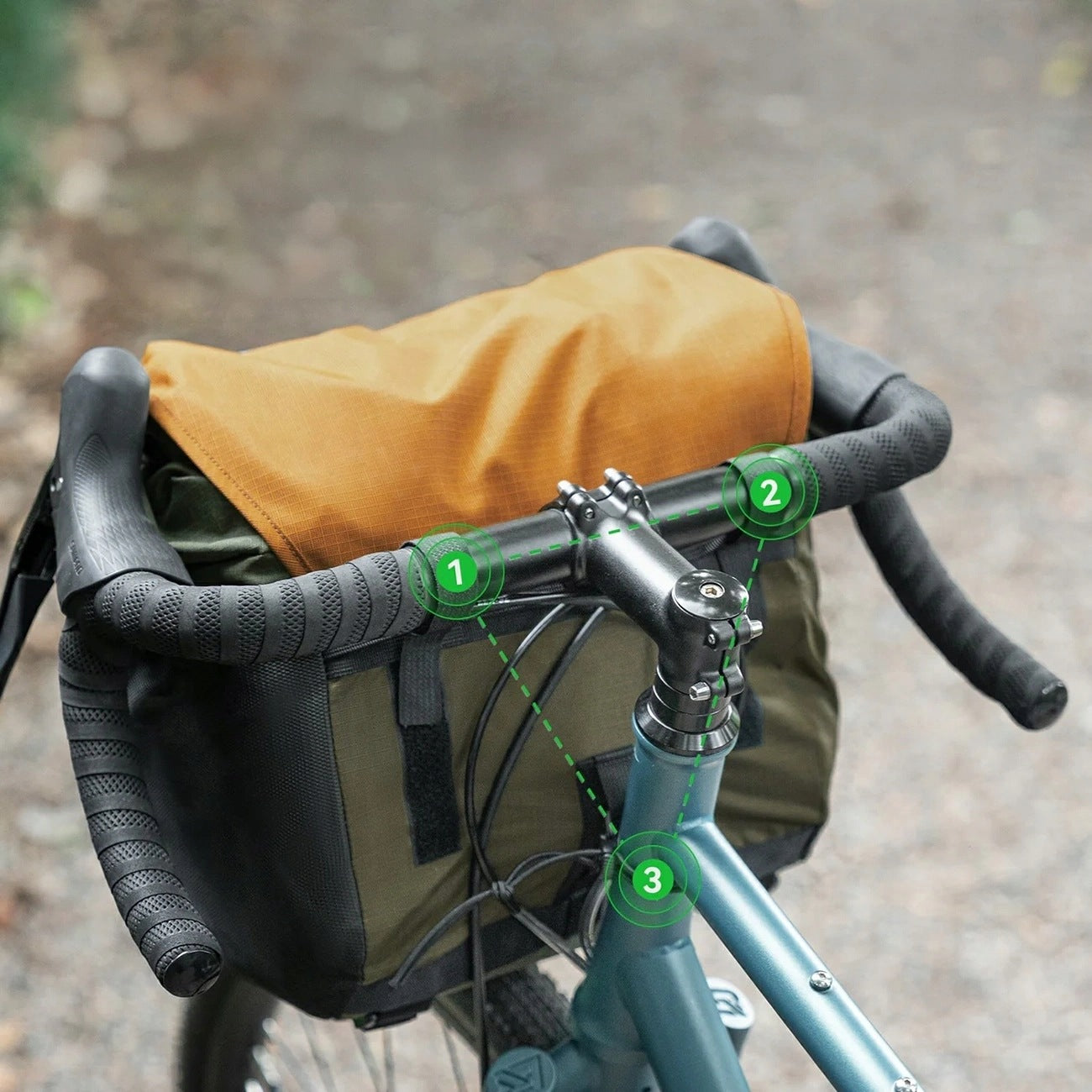 Bike bag Rockbros W019 for handlebar 13,5-24L - green-orange Capacity 24 l