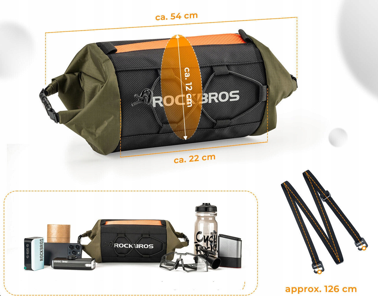 Bike handlebar bag 2-2,4L ROCKBROS W006 Waterproof pouch ZE-POM. Color black
