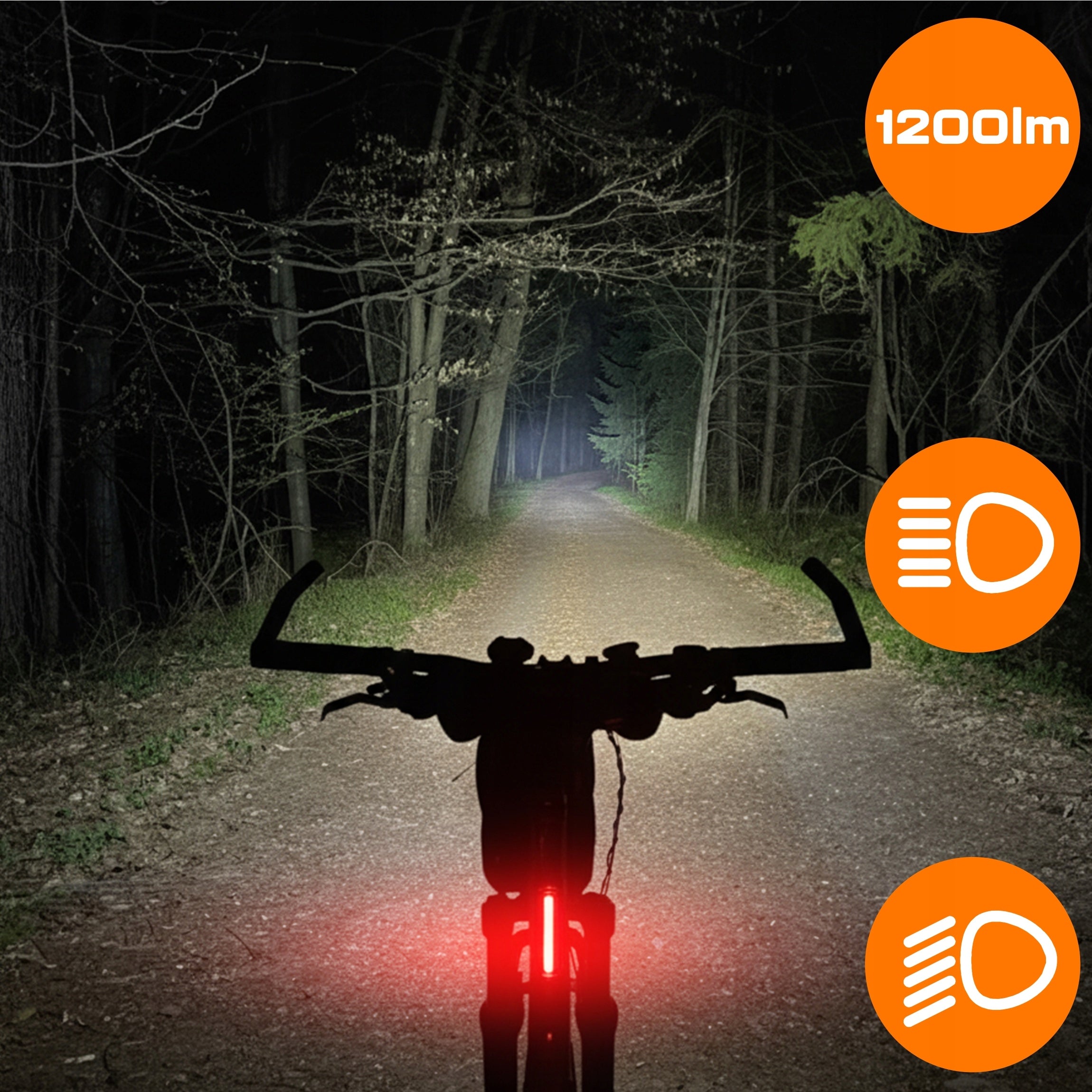Bike light FRONT + REAR iLight 1000 ProX and rear POWERFUL LIGHT BIKE Brand EVI